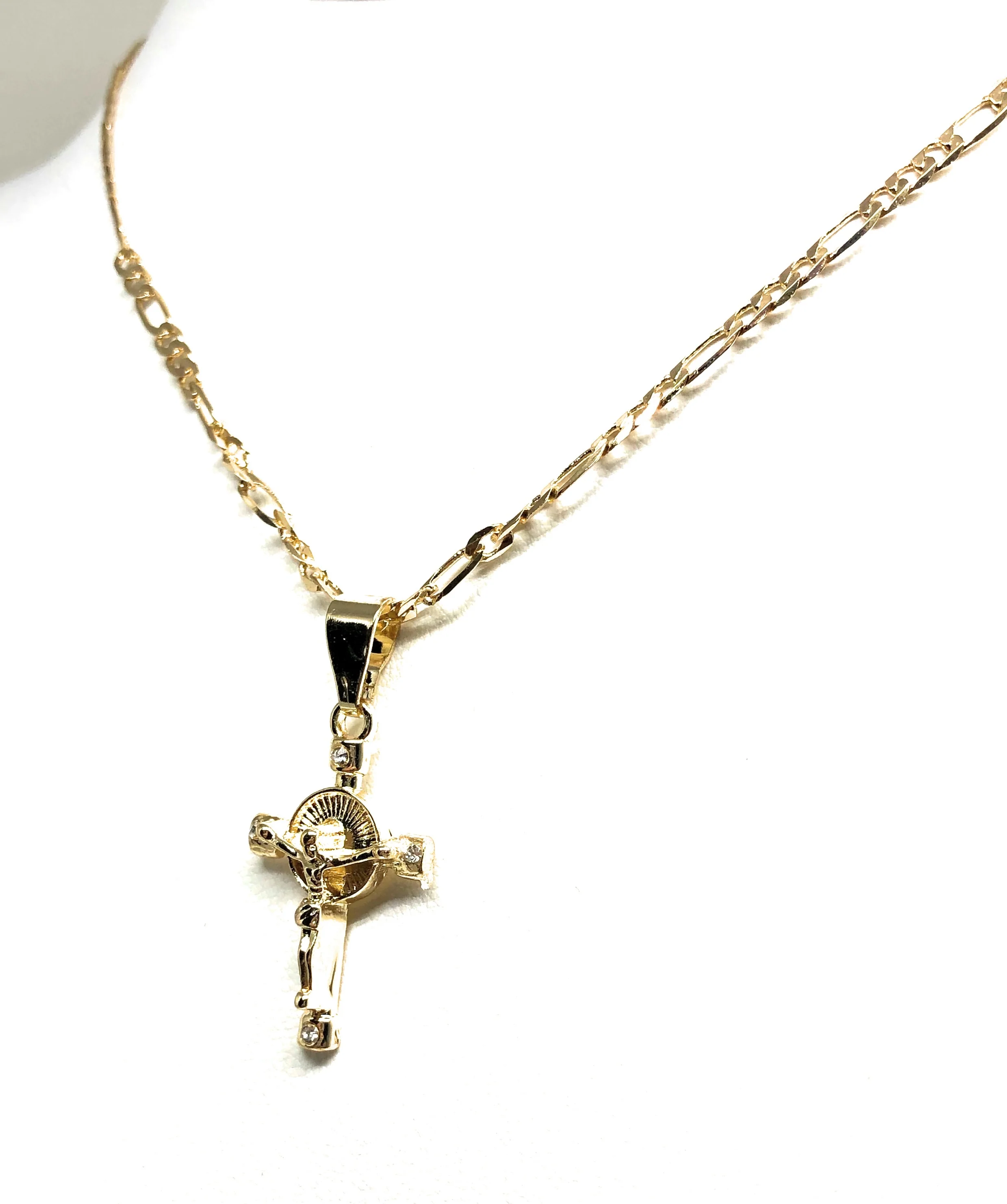 Gold Plated Kids Cross Jesus Crucifix 18" Chain Para Ninos - Image 7
