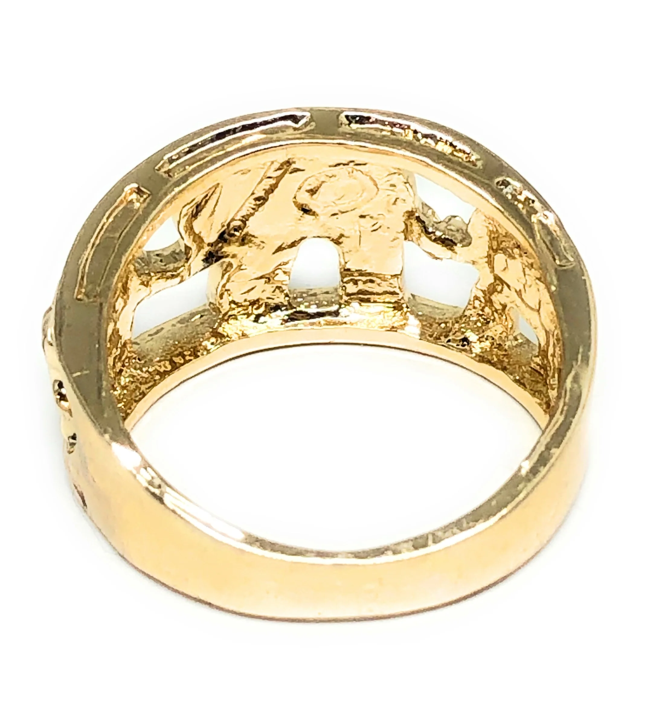Gold Plated Lucky Elephant Ring with Red Stones Anillo - Image 2