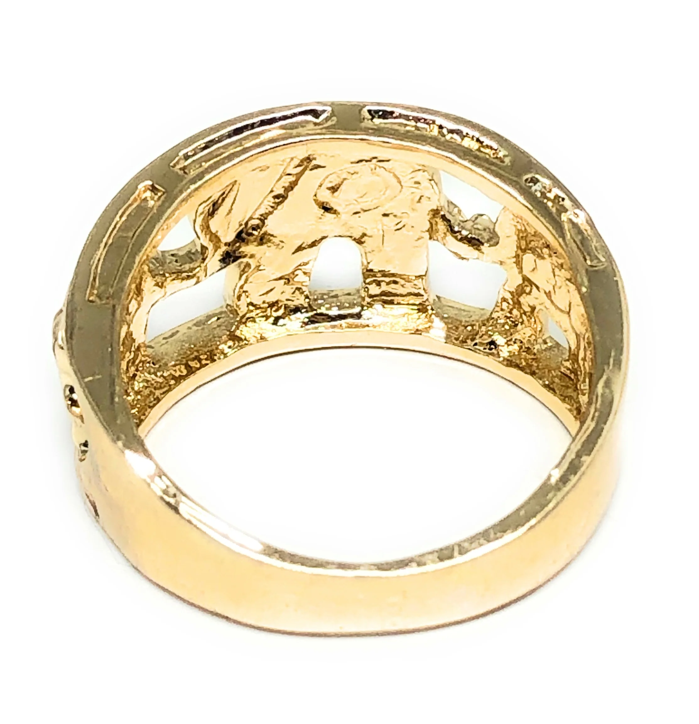 Gold Plated Lucky Elephant Ring with Red Stones Anillo - Image 3