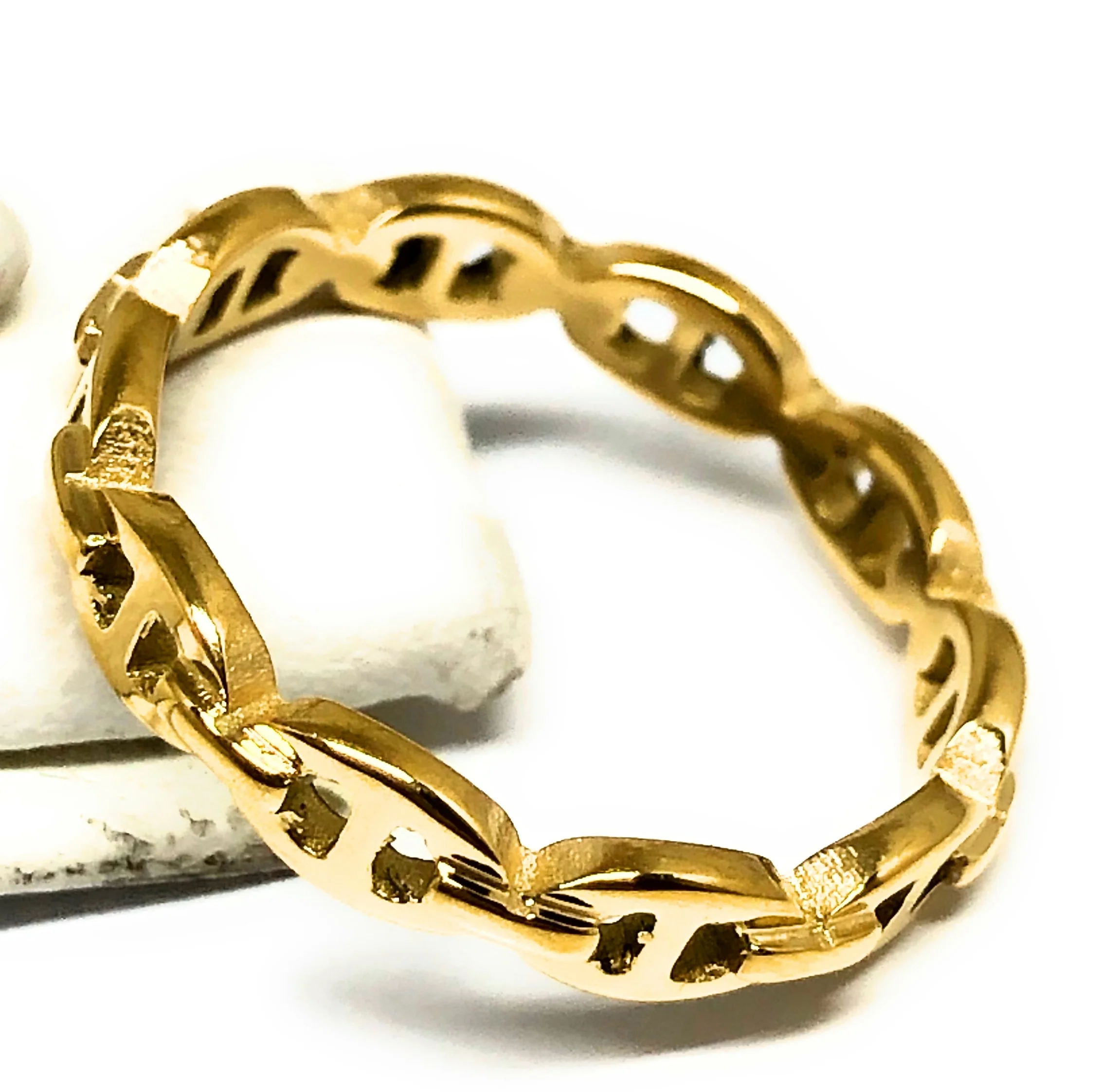 Gold Plated Mariner Link Ring Anillo - Image 2