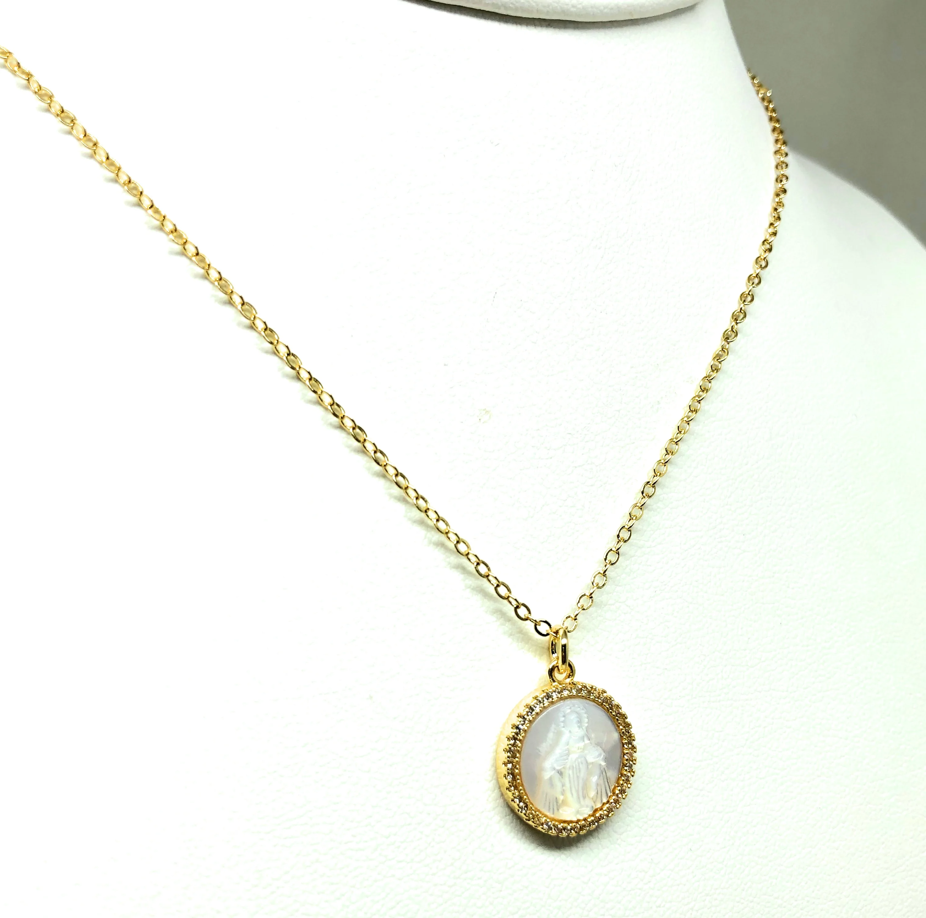 Gold Plated Miraculous Virgin Mary Small Pendant Necklace 20” Virgen Milagrosa - Image 5