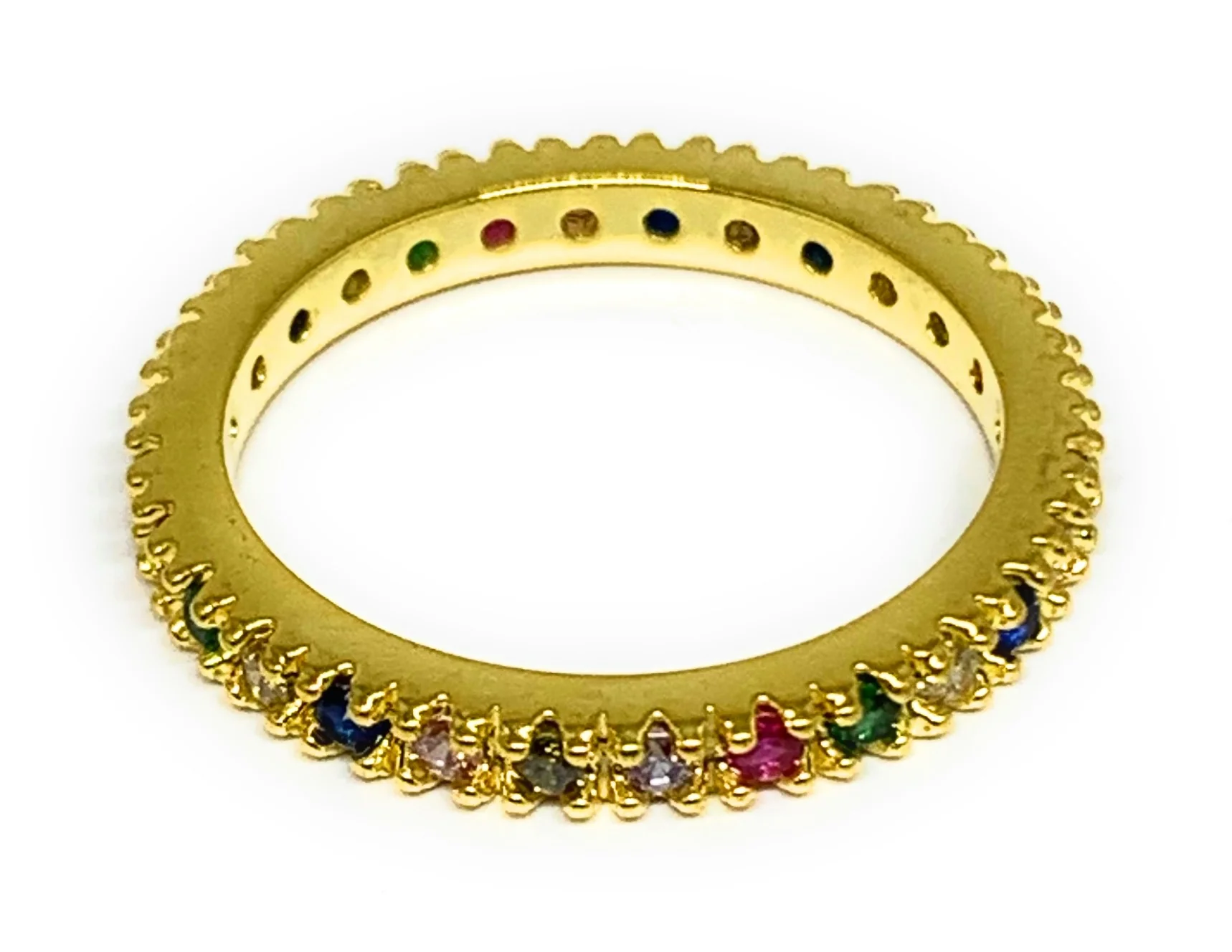 Gold Plated Multi-Color Vibrant CZ Band Ring Anillo - Image 2