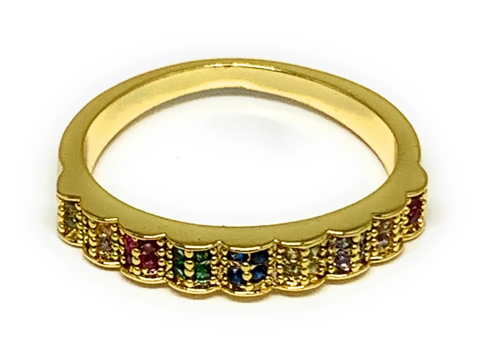 Gold Plated Multi-Color Vibrant CZ Ring Anillo