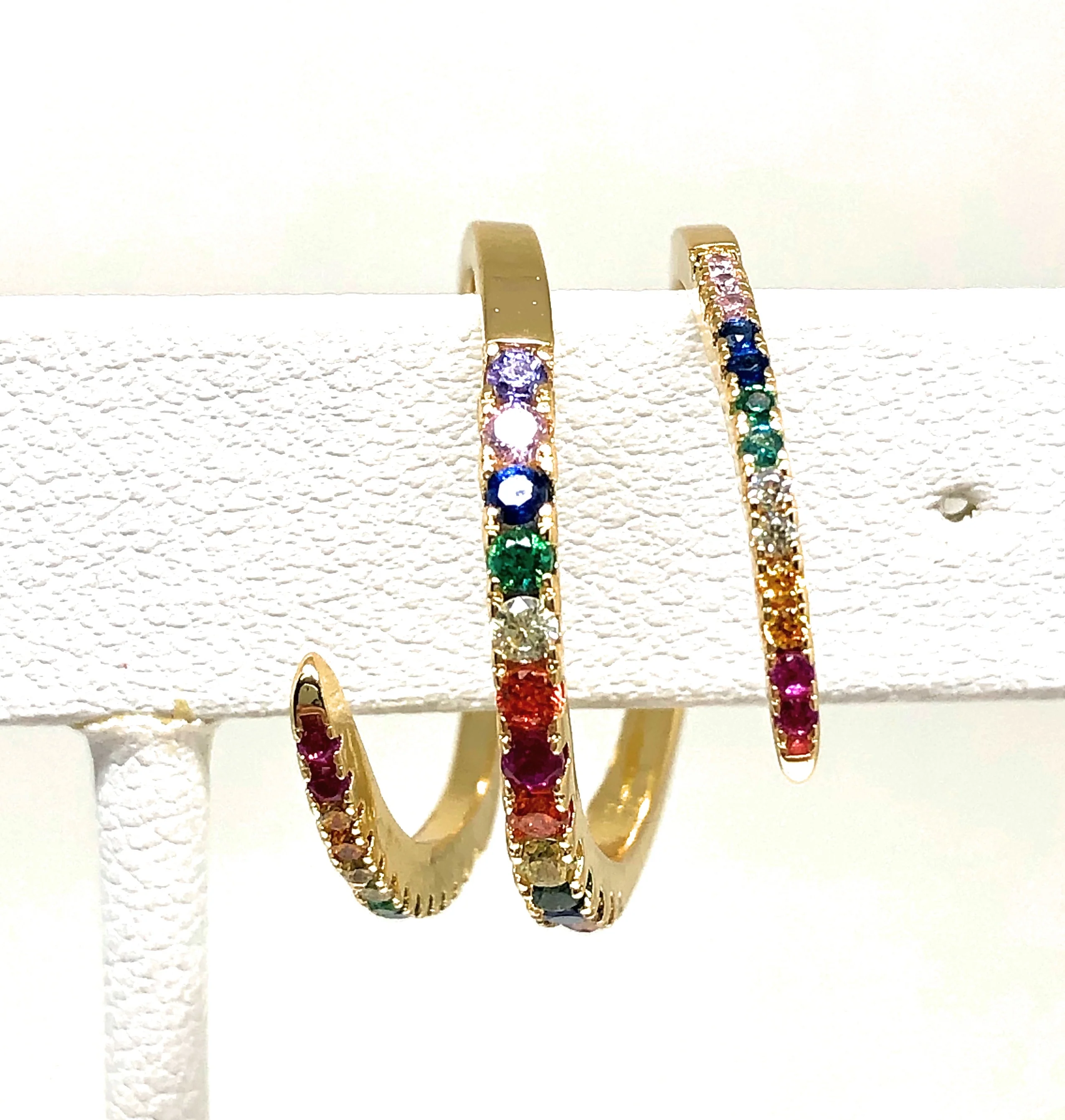 Gold Plated Multi-Color Vibrant Stones Curl Ring Anillo - Image 4