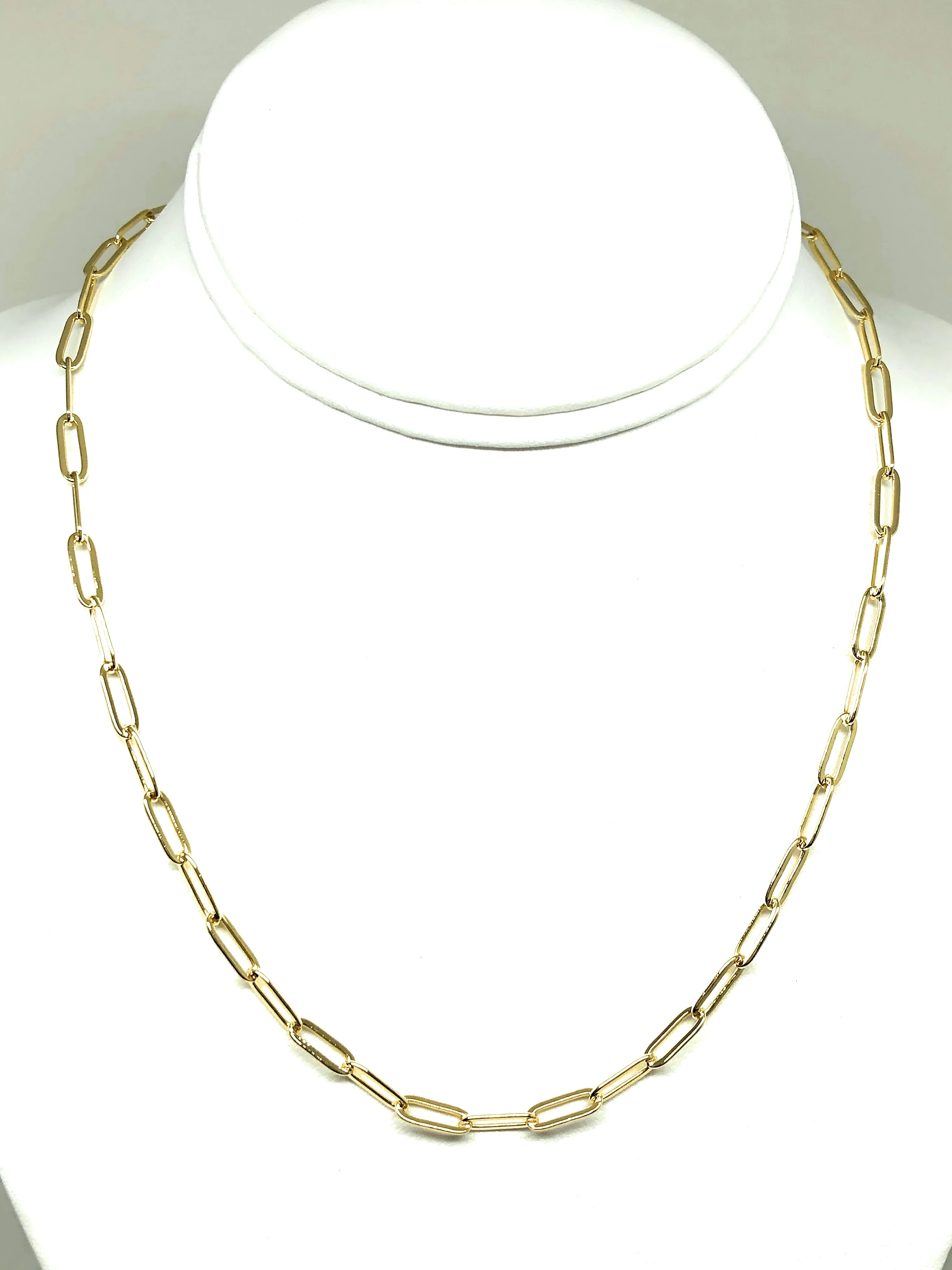Gold Plated Paper Clip Chain Necklace 20-24 inch 4mm Width - Image 3