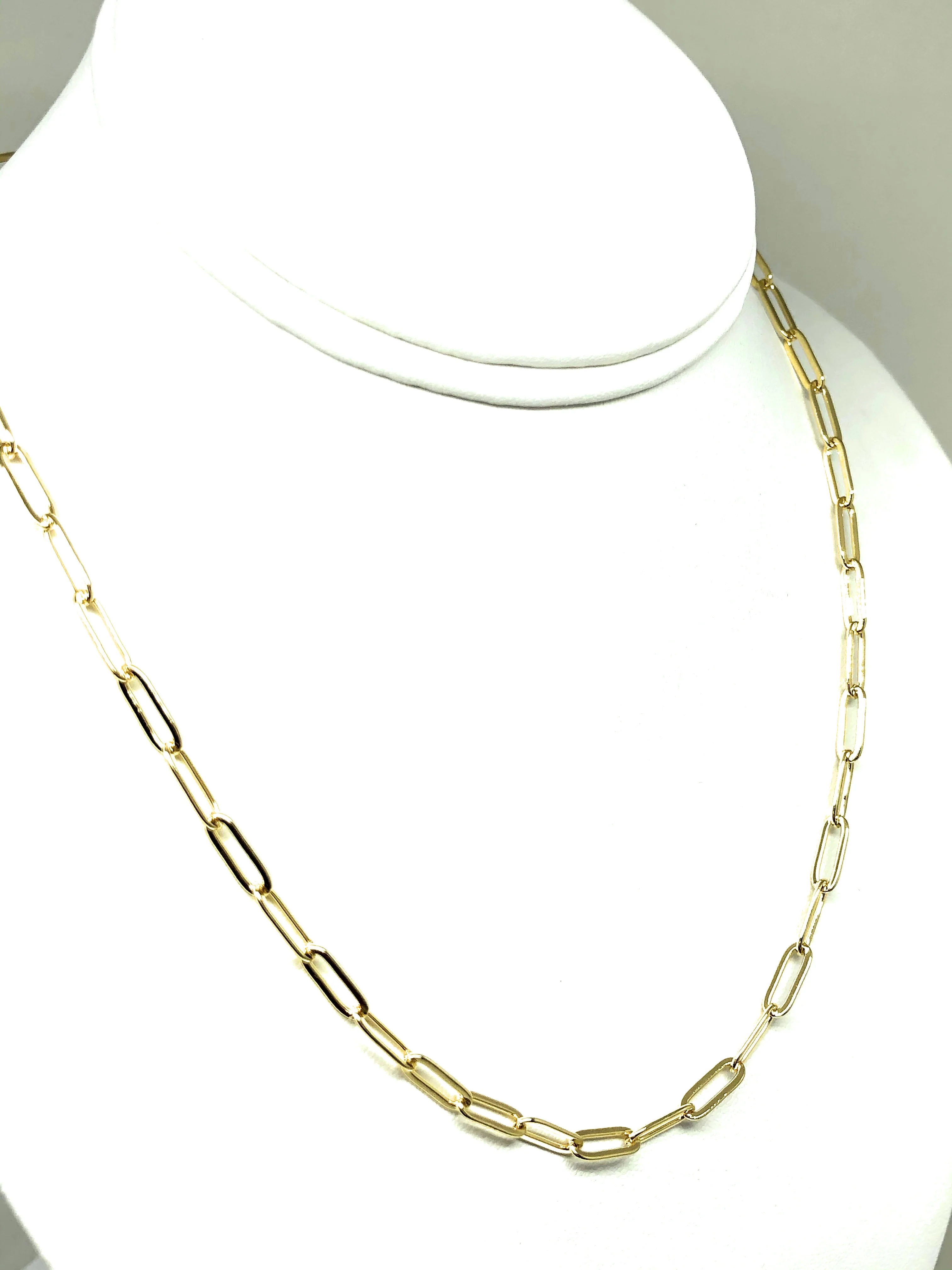 Gold Plated Paper Clip Chain Necklace 20-24 inch 4mm Width - Image 4