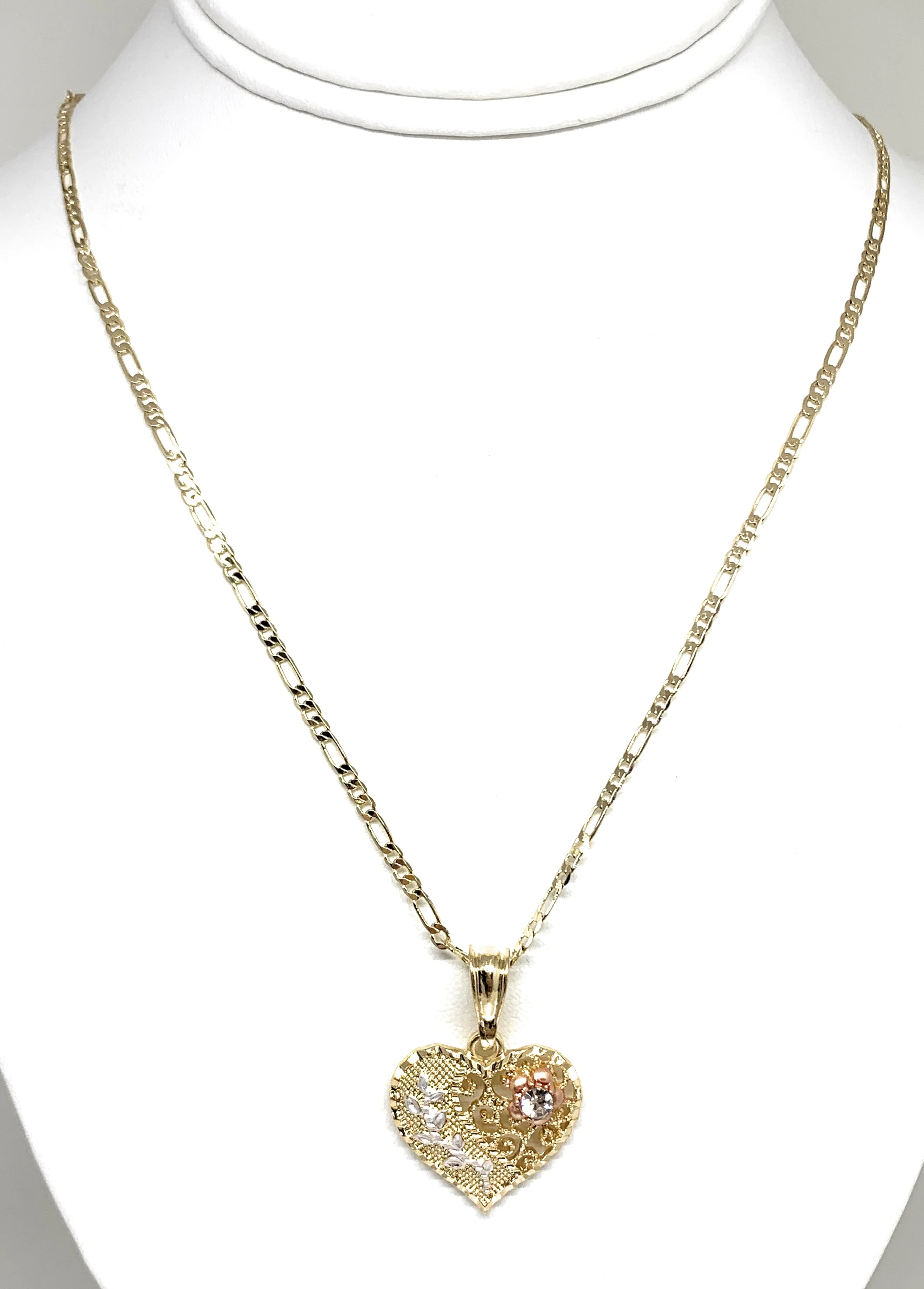 Gold Plated Rose Heart CZ Pendant Necklace Chain 24” Pendant - Image 3