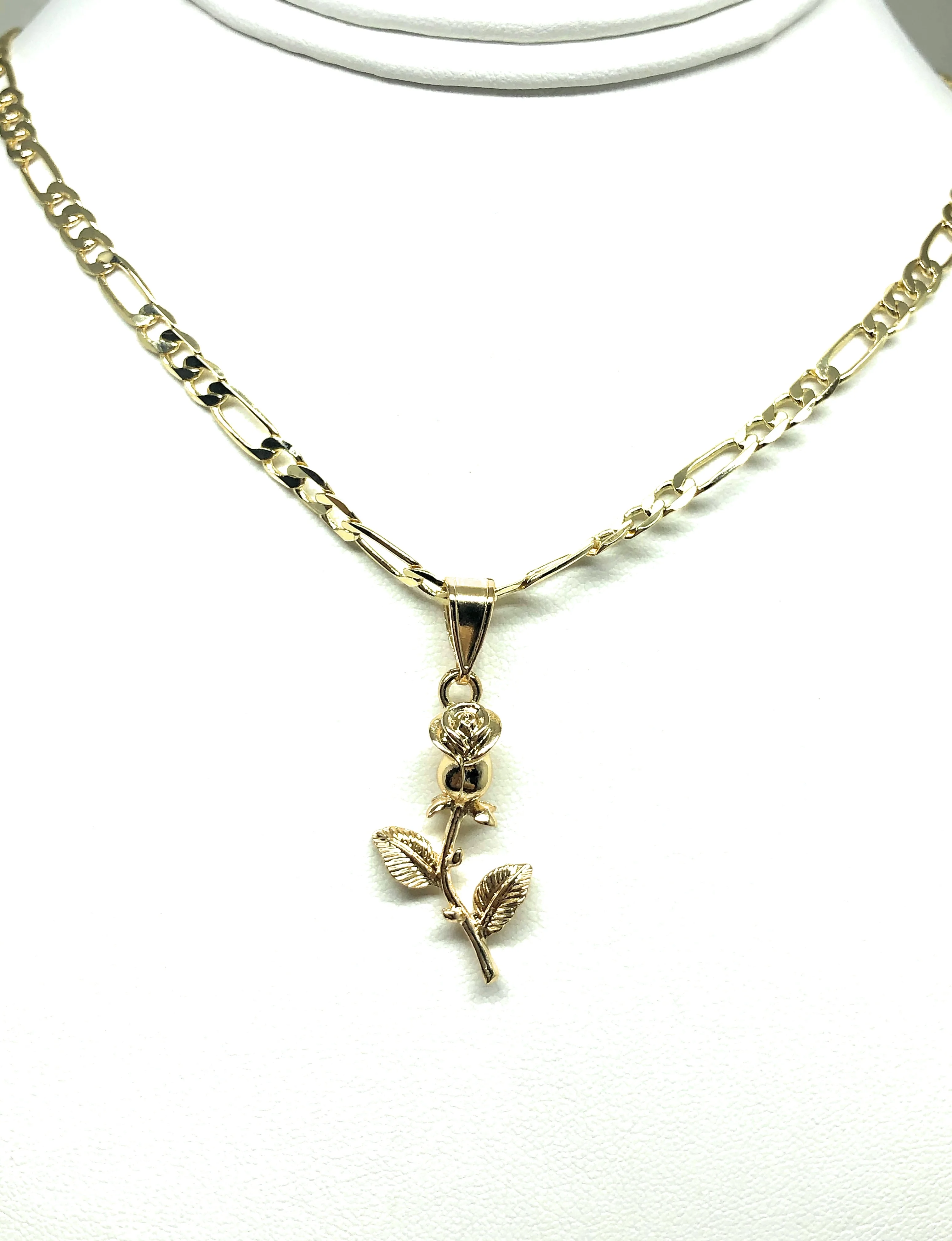 Gold Plated Rose Pendant Necklace Chain 24” Flor Pendant - Image 4