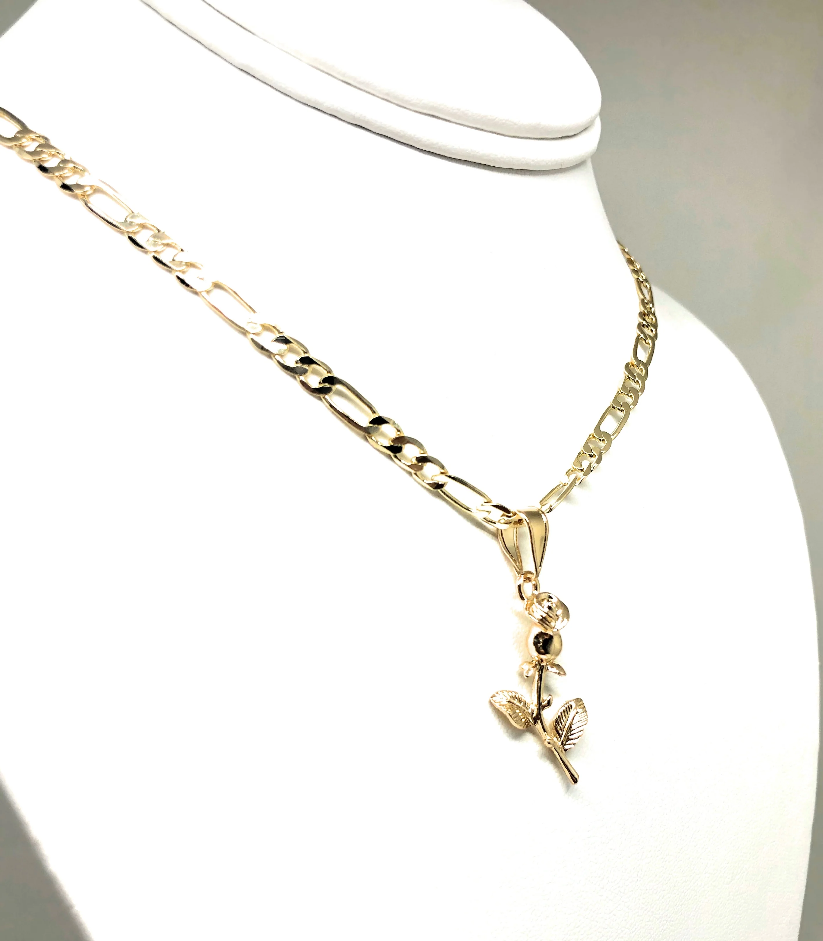 Gold Plated Rose Pendant Necklace Chain 24” Flor Pendant - Image 7