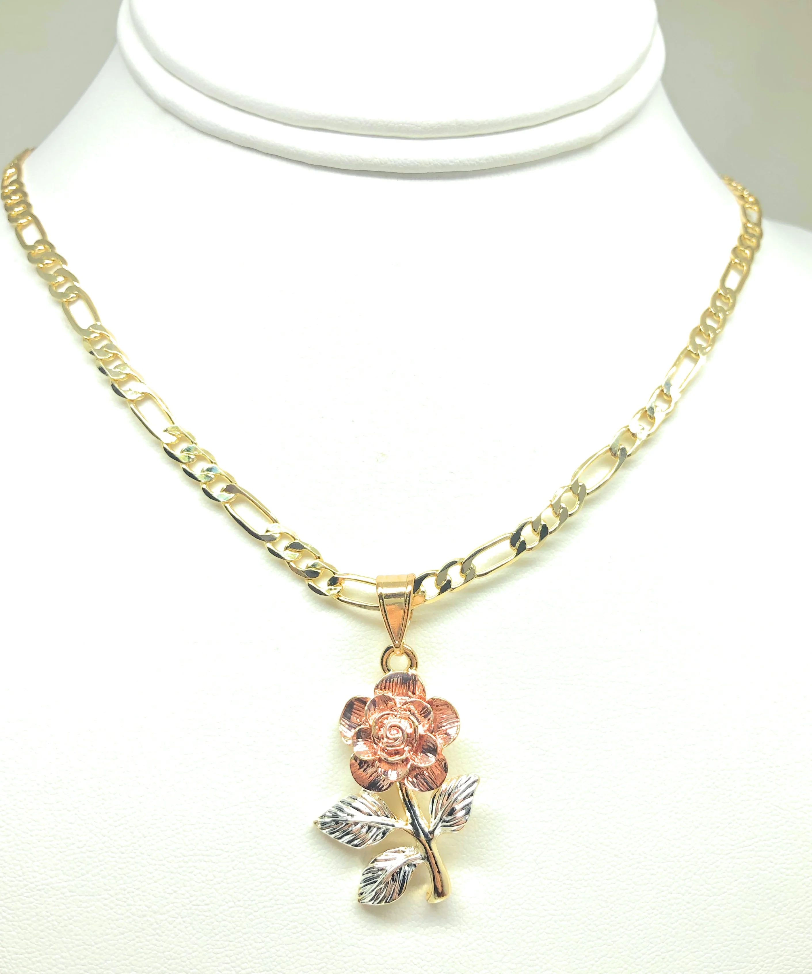 Gold Plated Rose Pendant Necklace Chain 24” Flor Pendant - Image 5