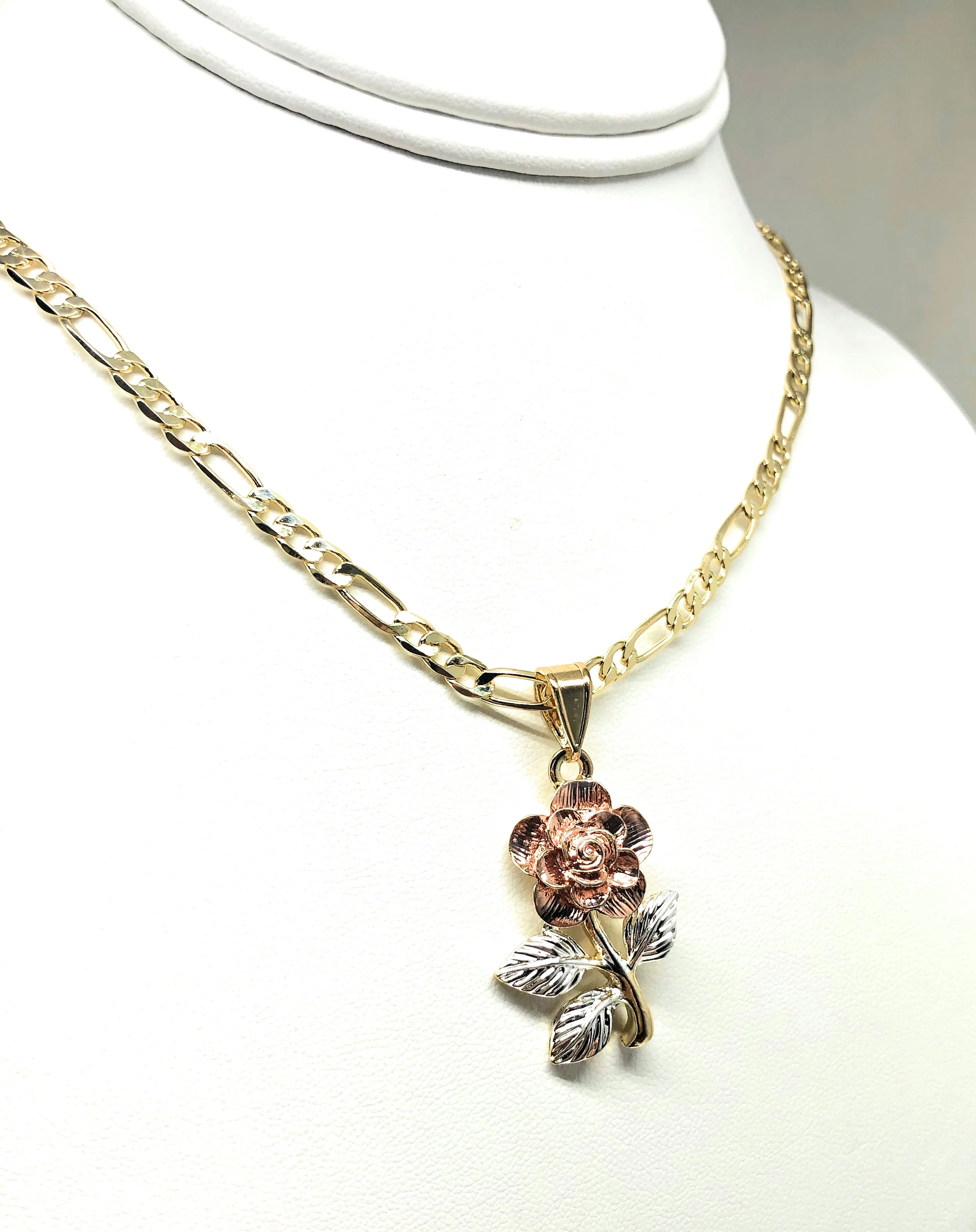 Gold Plated Rose Pendant Necklace Chain 24” Flor Pendant - Image 6