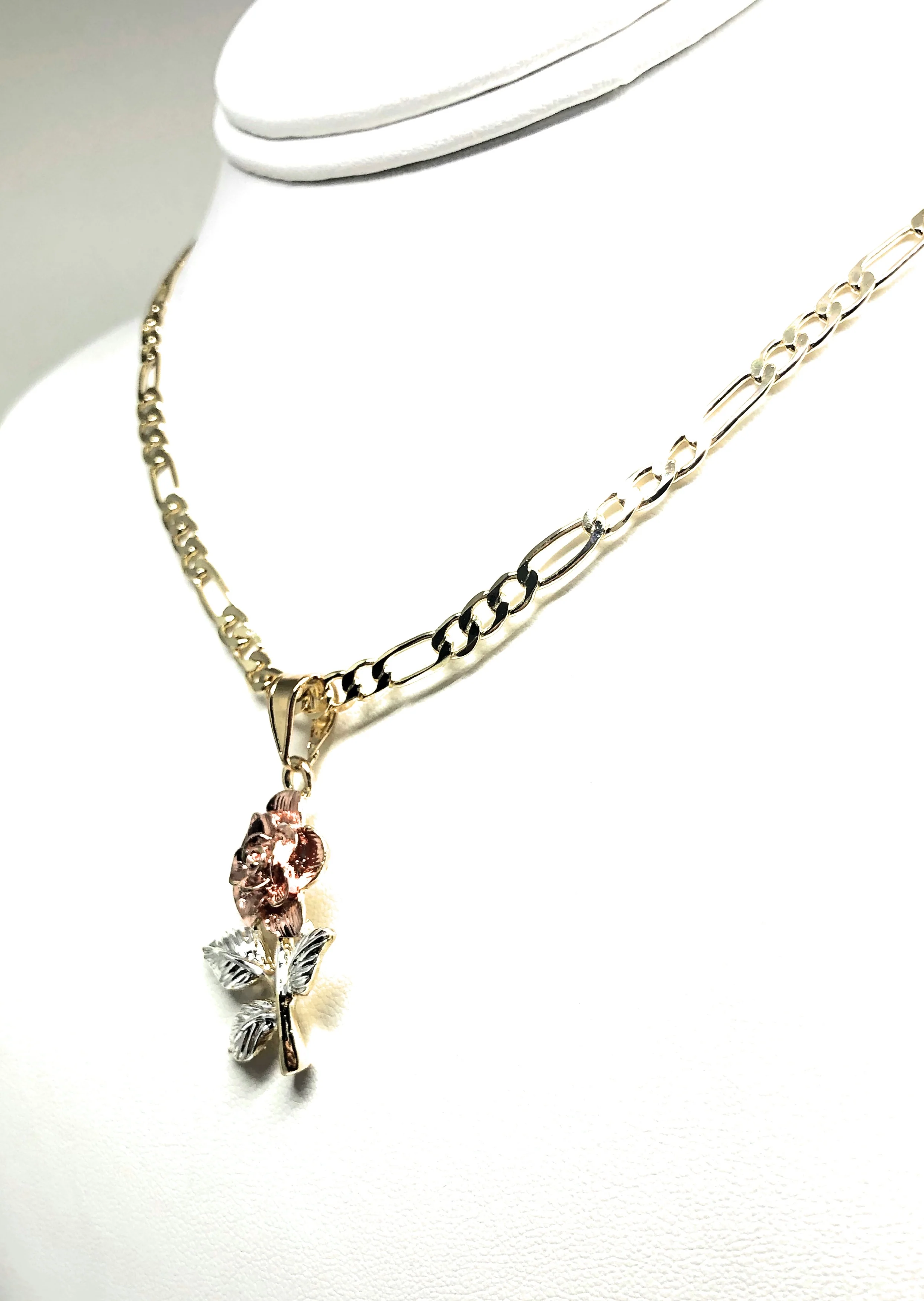 Gold Plated Rose Pendant Necklace Chain 24” Flor Pendant - Image 7