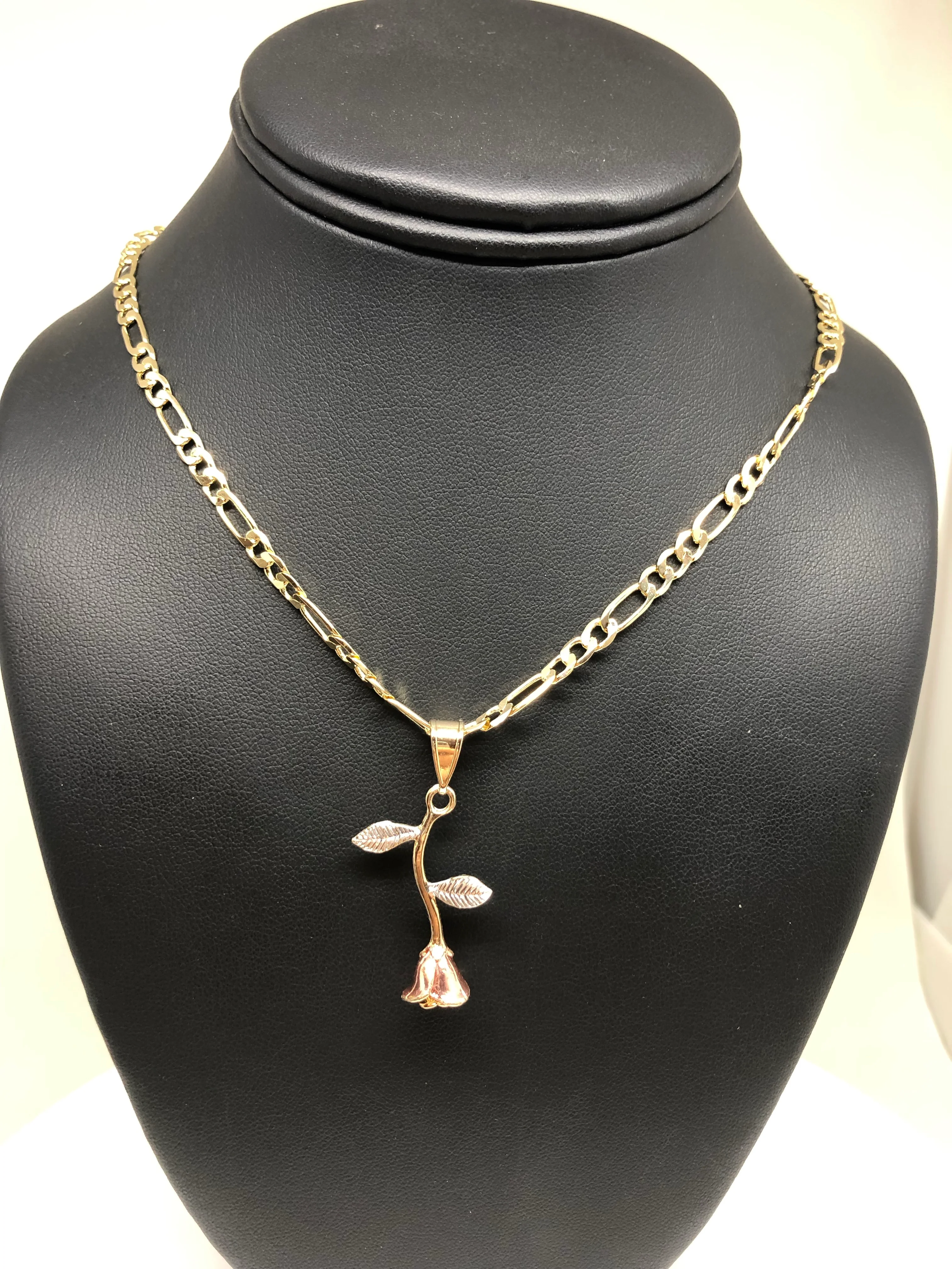 Gold Plated Rose Pendant Necklace Chain 24” Flor Pendant - Image 5