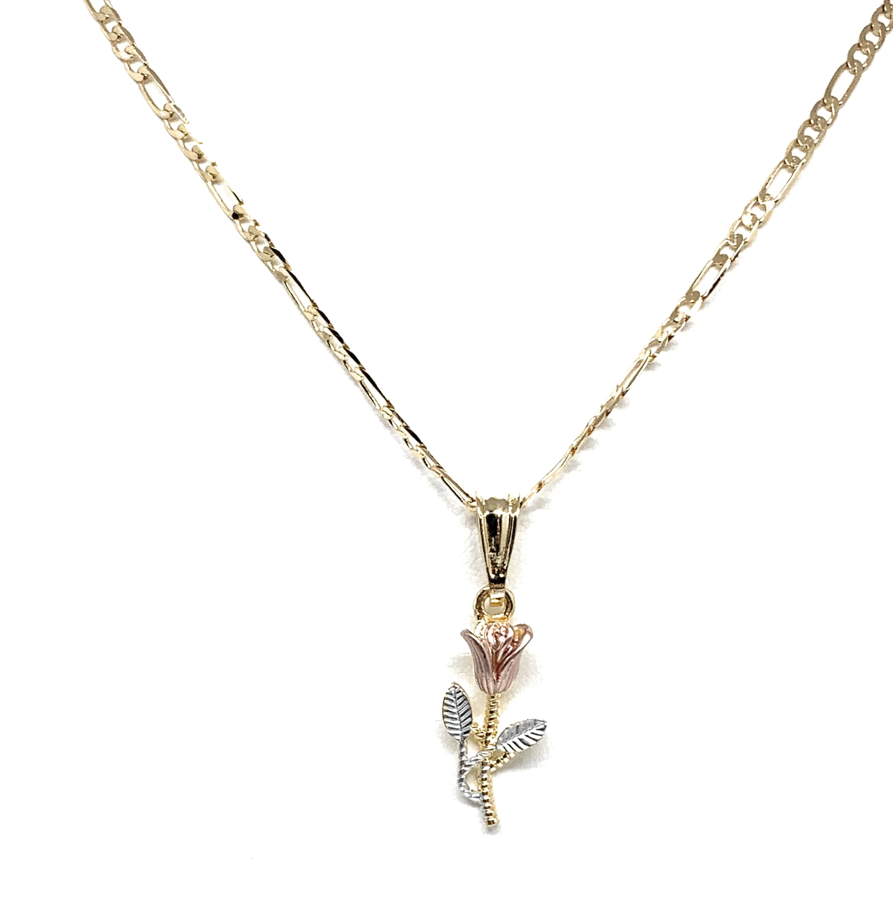 Gold Plated Rose Pendant Necklace Chain 24” Flor Pendant - Image 3