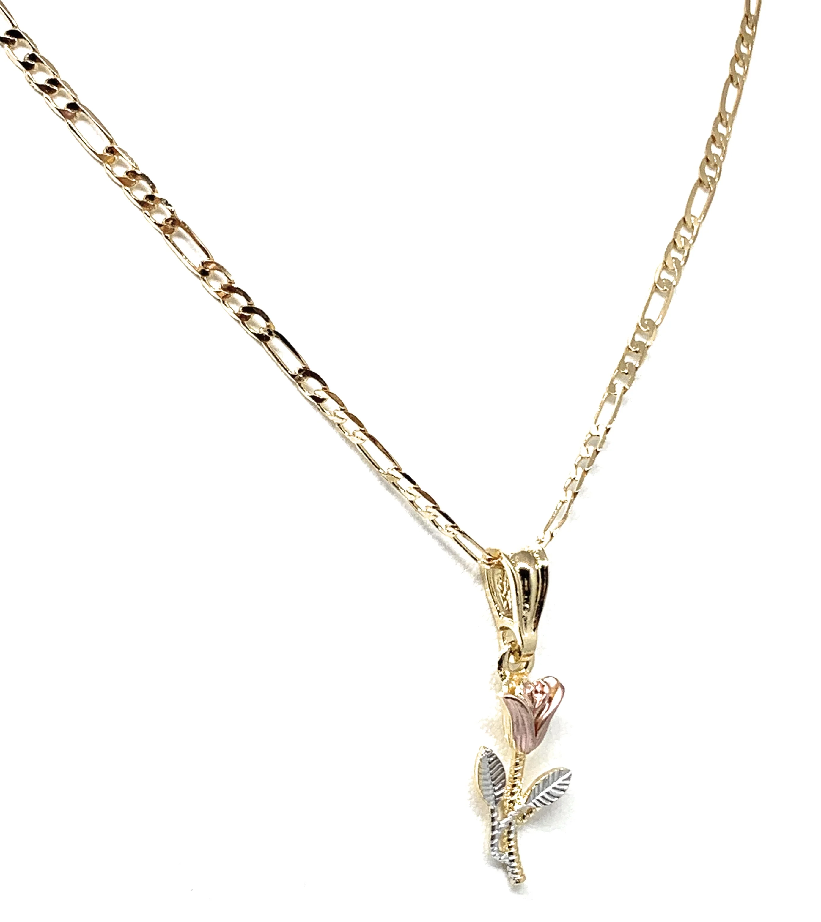 Gold Plated Rose Pendant Necklace Chain 24” Flor Pendant - Image 4