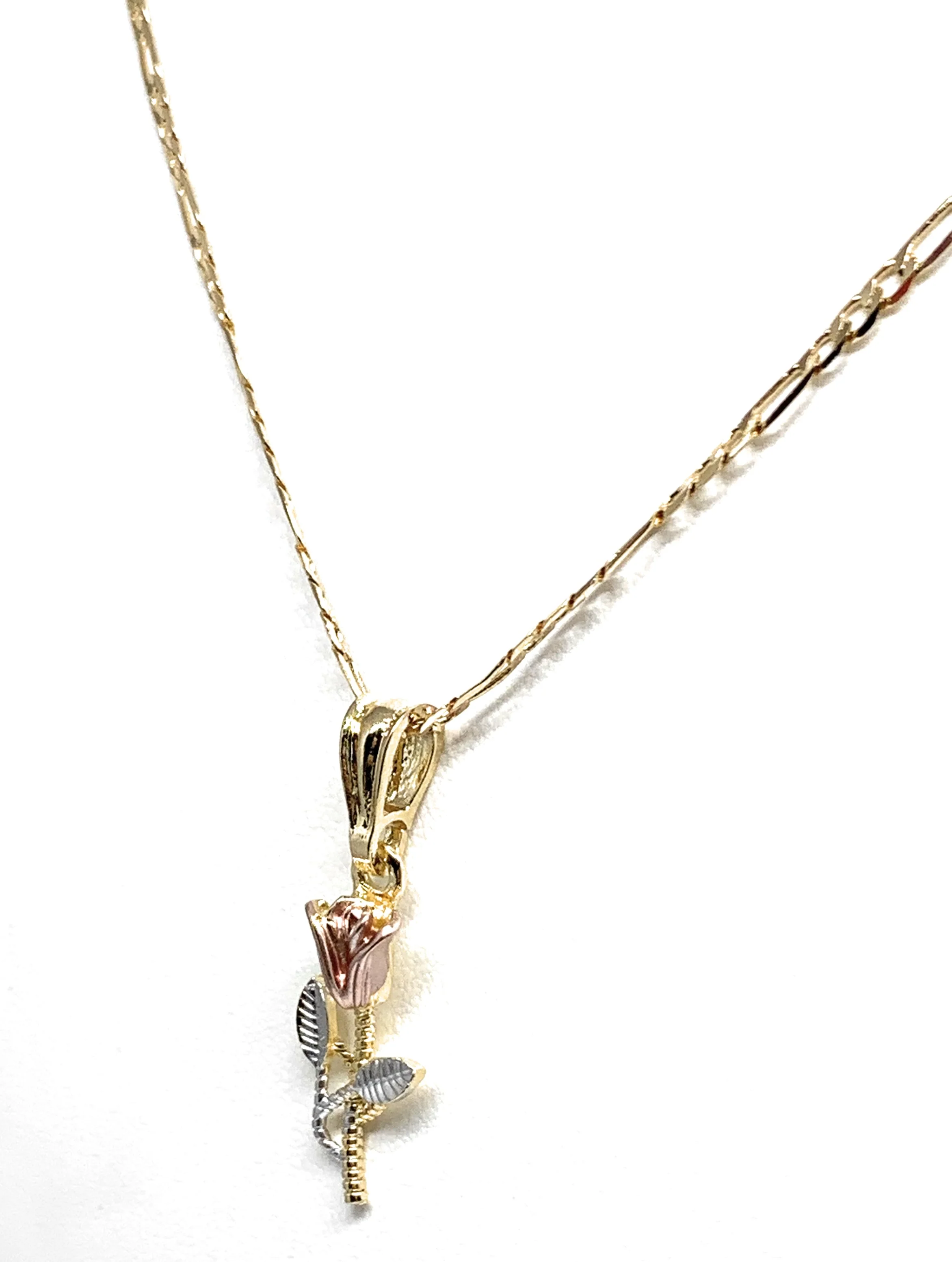 Gold Plated Rose Pendant Necklace Chain 24” Flor Pendant - Image 5