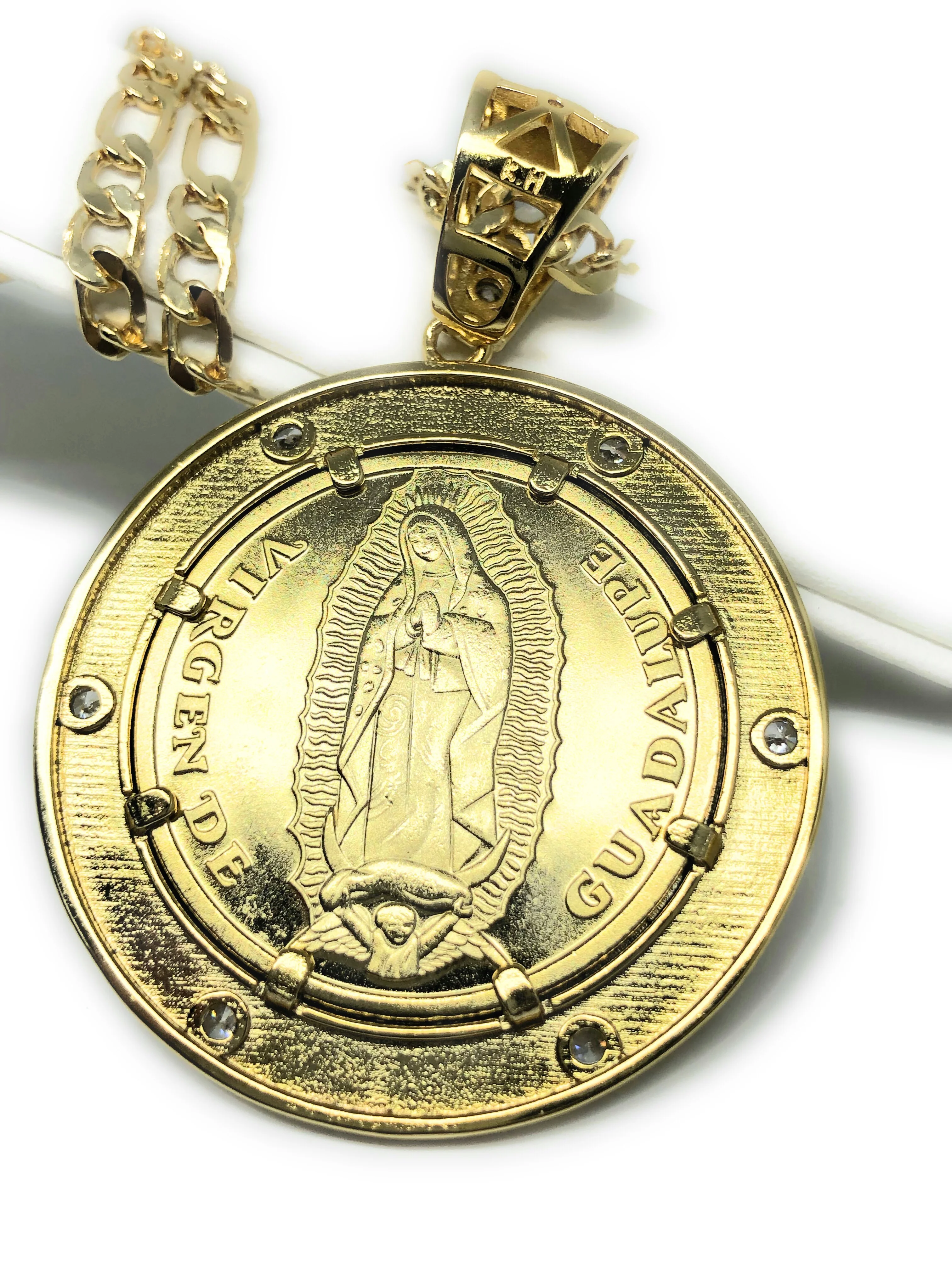 Gold Plated Saint Jude Pendant Necklace Figaro 26" San Judas Tadeo Virgen Centenario Medalla Oro Laminado - Image 3