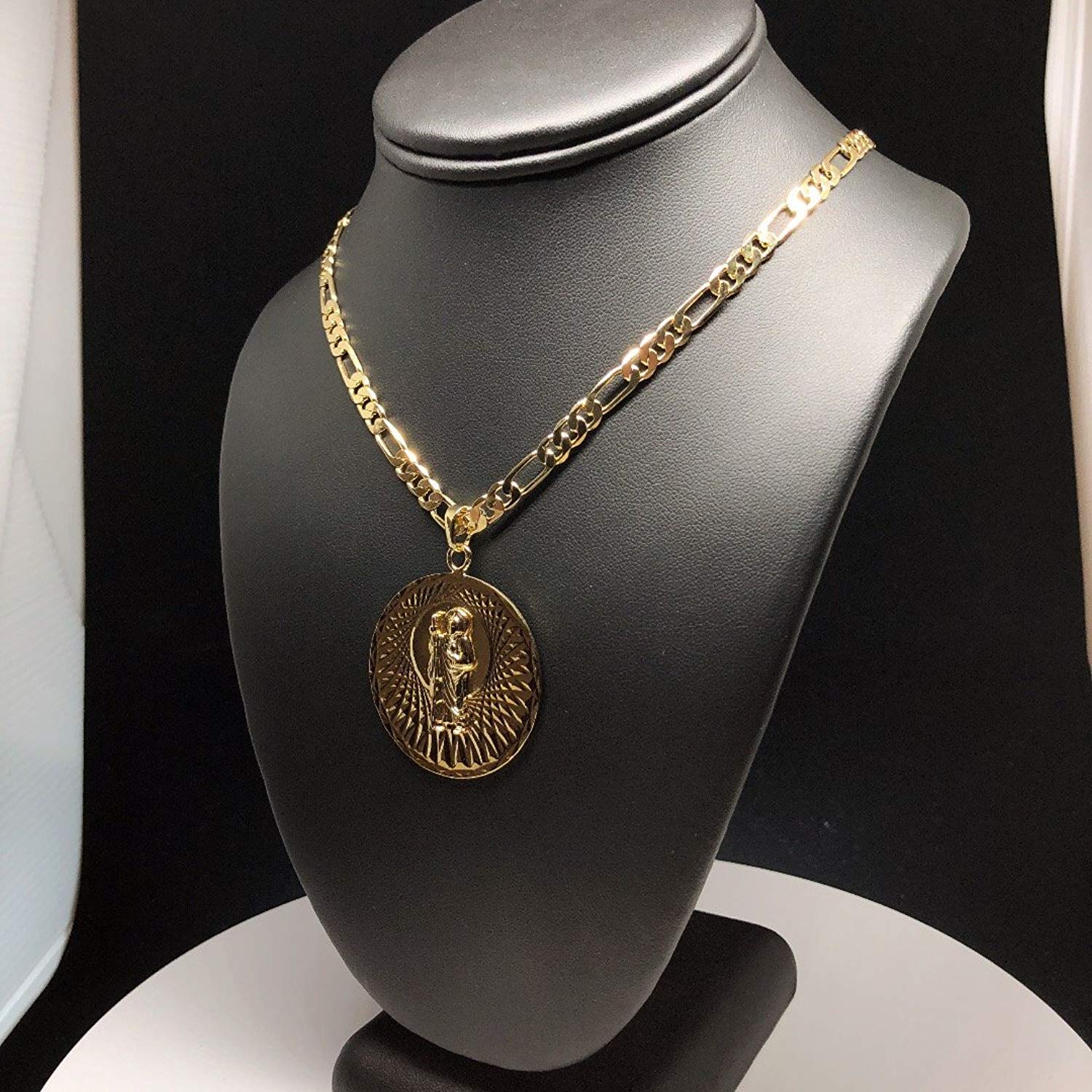 Gold Plated Saint Jude Pendant Necklace Figro 26" San Judas Tadeo Medalla Oro Laminado Figaro - Image 3
