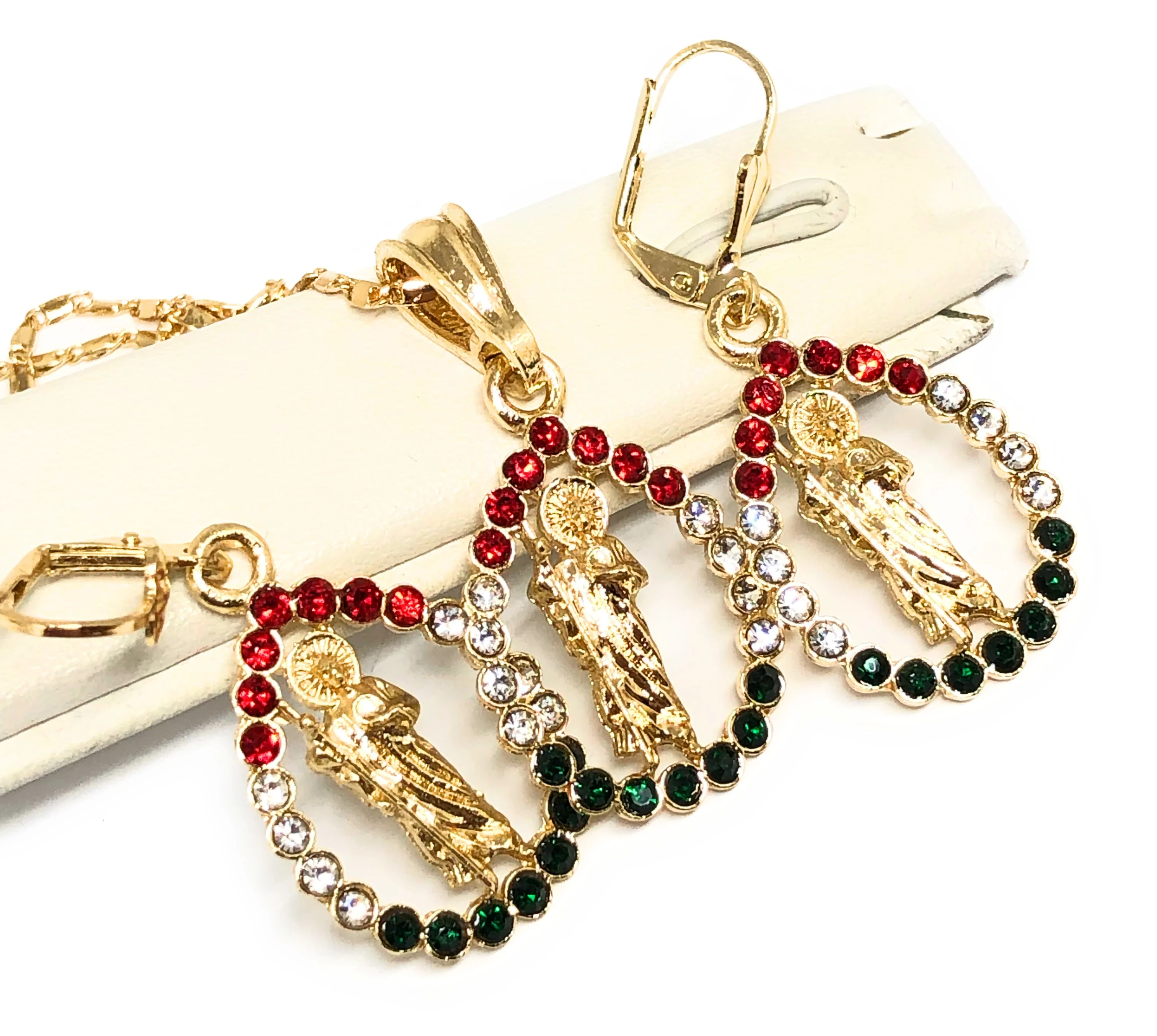 Gold Plated Saint Jude San Judas Tadeo SET (NECKLACE 20", EARRINGS) - Image 3
