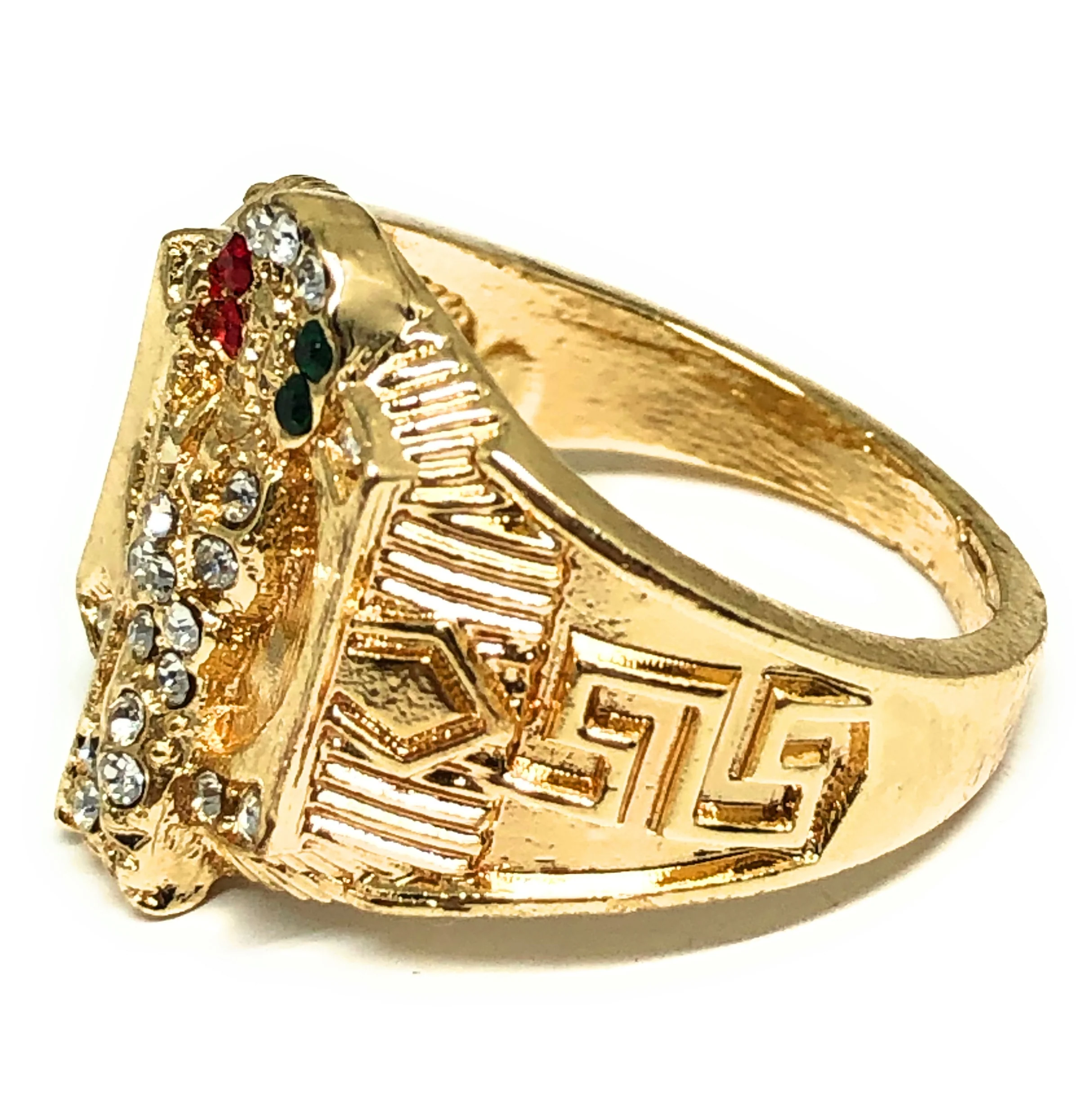 Gold Plated San Judas Saint Jude Red,White,Green CZ Ring Anillo - Image 2