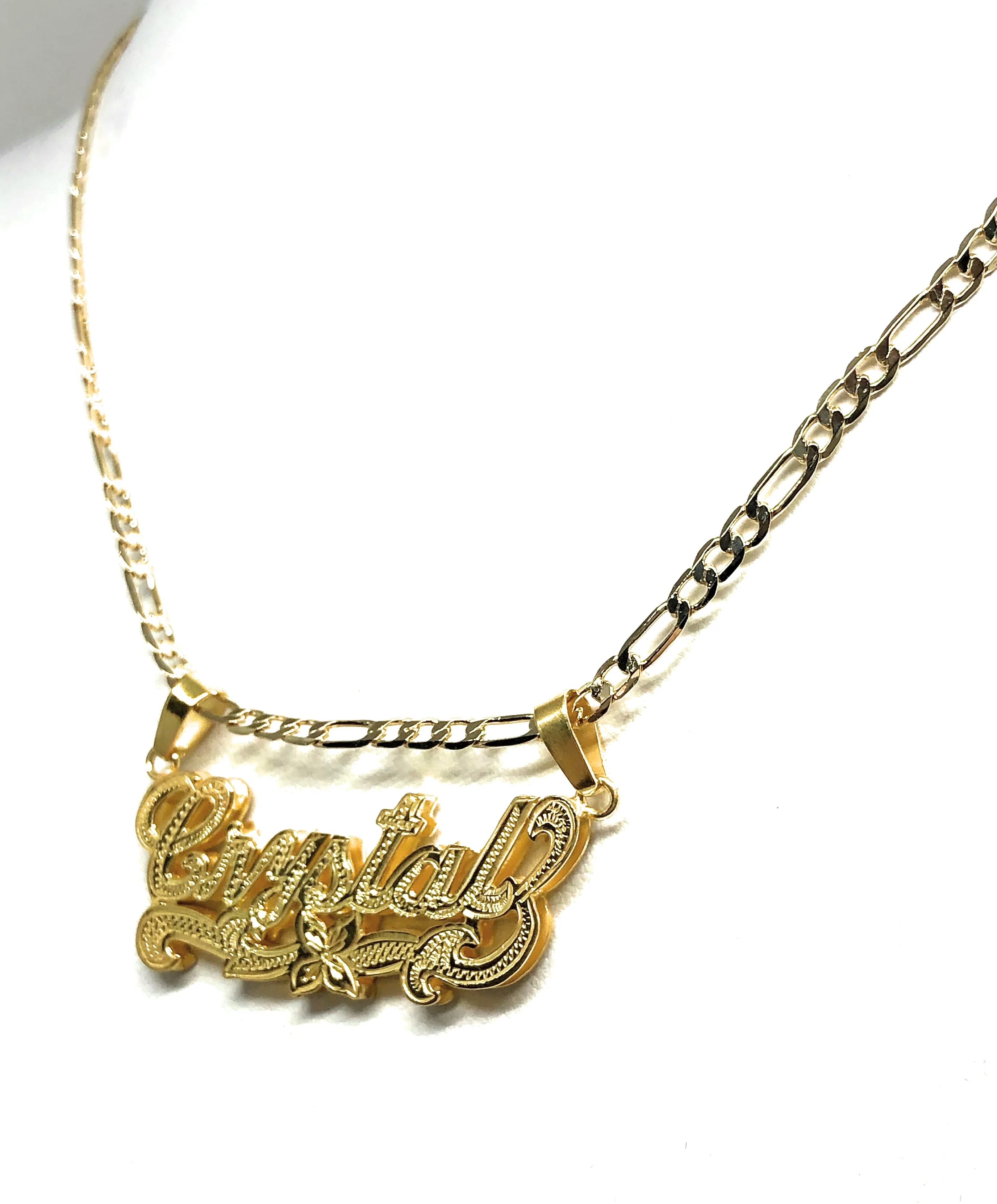 Gold Plated Silver CUSTOMIZED 3D ILLUSION DOUBLE CLASSIC Nameplate Necklace With Chain} - Image 7