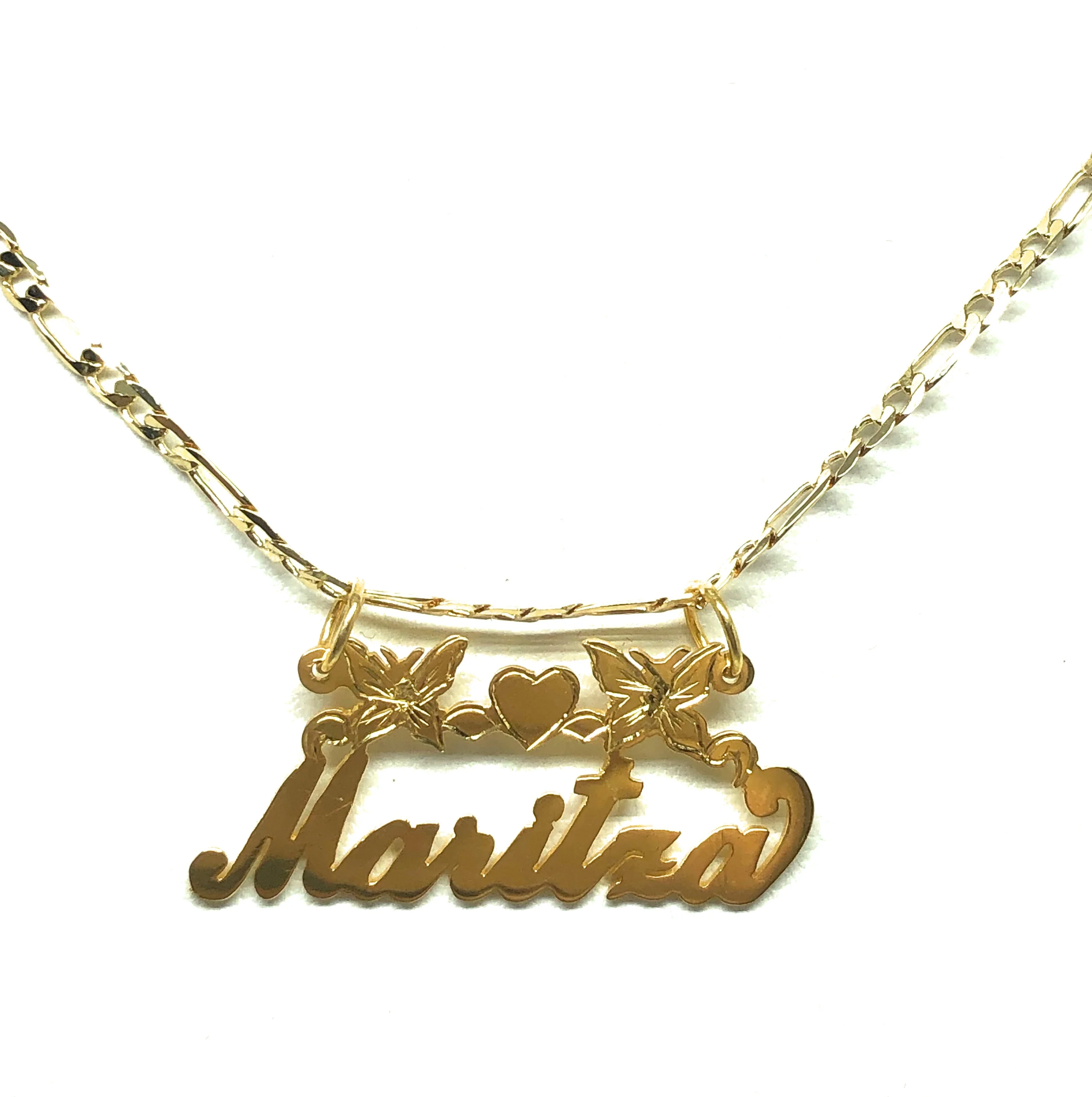 Gold Plated Silver CUSTOMIZED CURSIVE BUTTERLFY Nameplate Necklace With Chain - Image 4