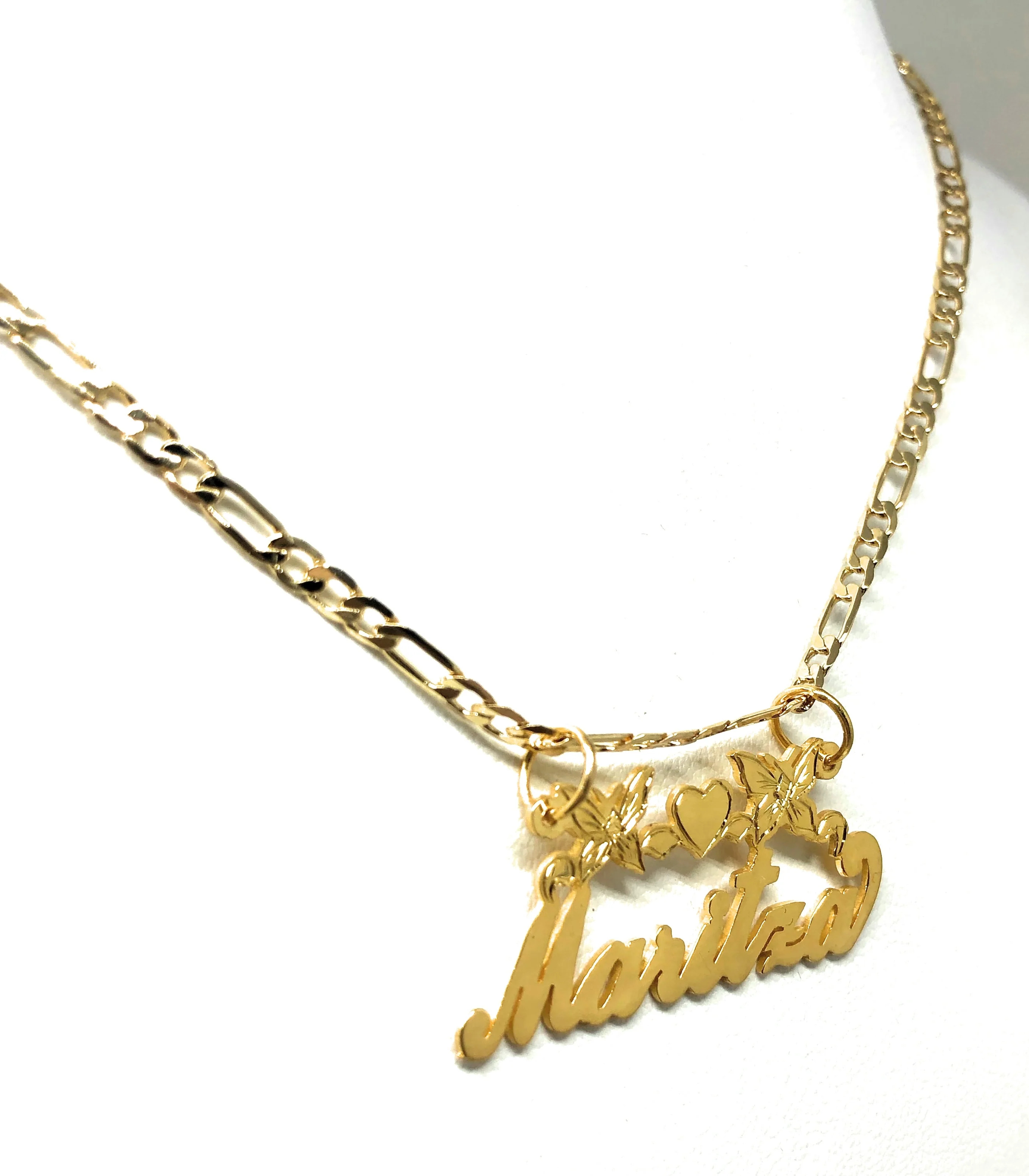 Gold Plated Silver CUSTOMIZED CURSIVE BUTTERLFY Nameplate Necklace With Chain - Image 6