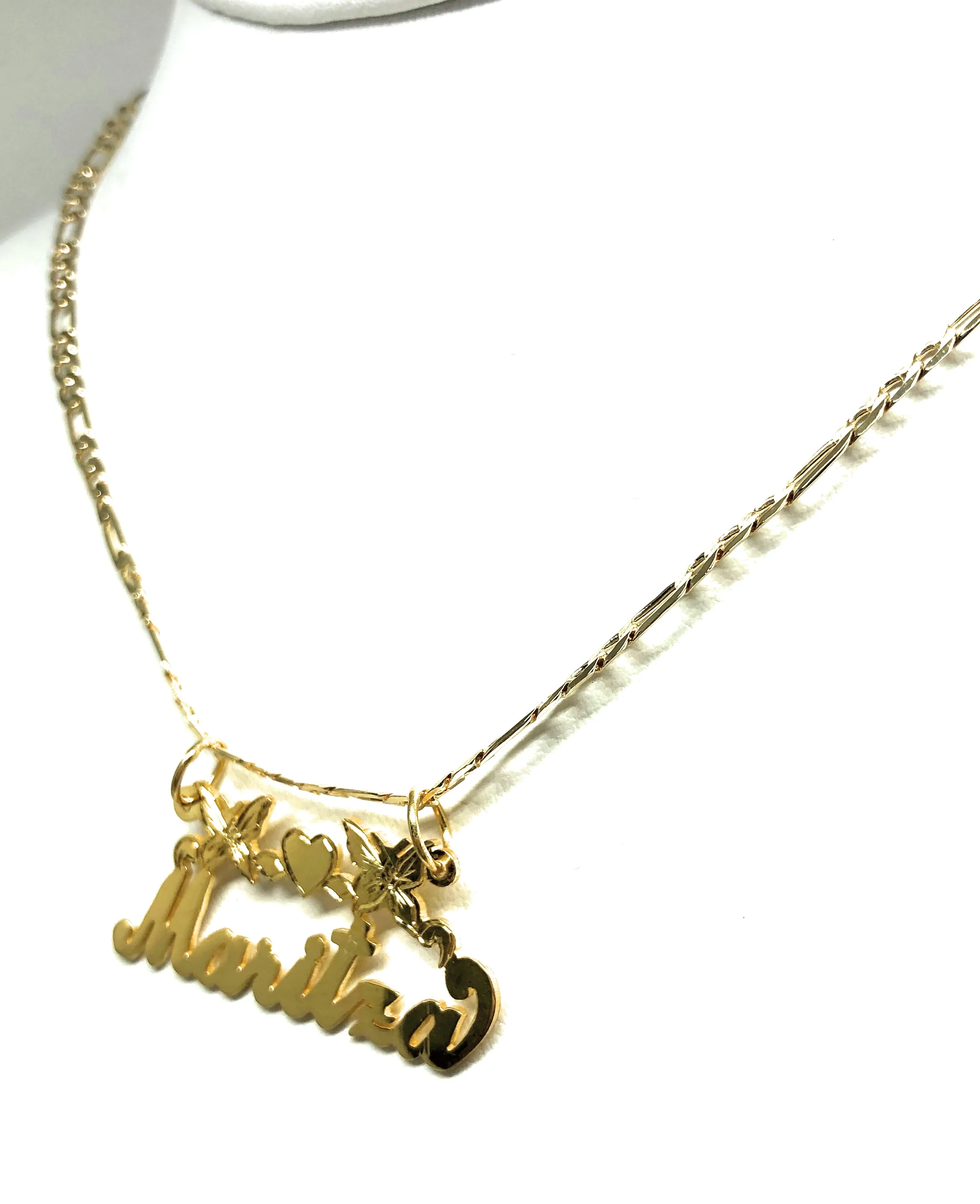 Gold Plated Silver CUSTOMIZED CURSIVE BUTTERLFY Nameplate Necklace With Chain - Image 7