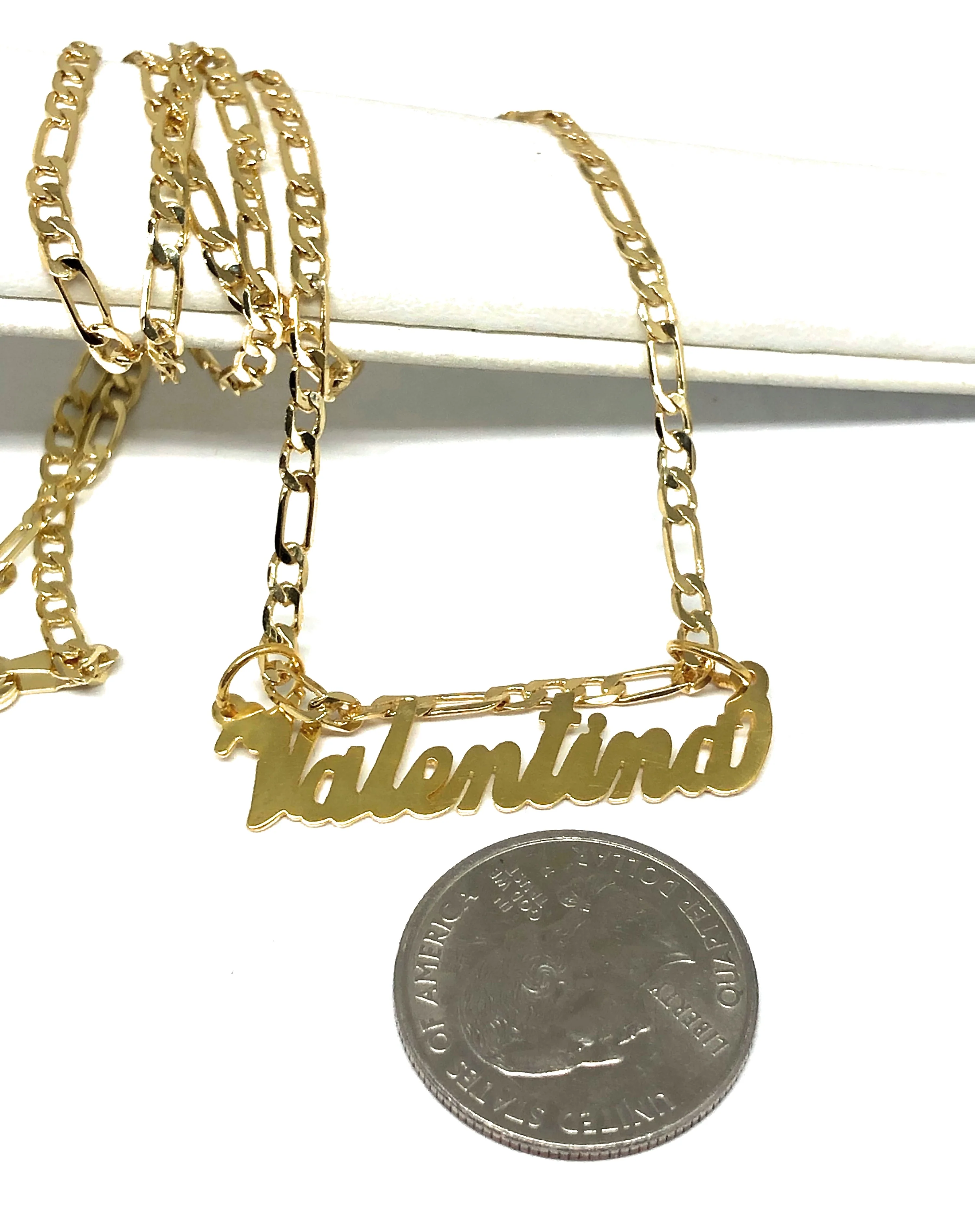 Gold Plated Silver CUSTOMIZED CURSIVE Nameplate Necklace With Chain - Image 3