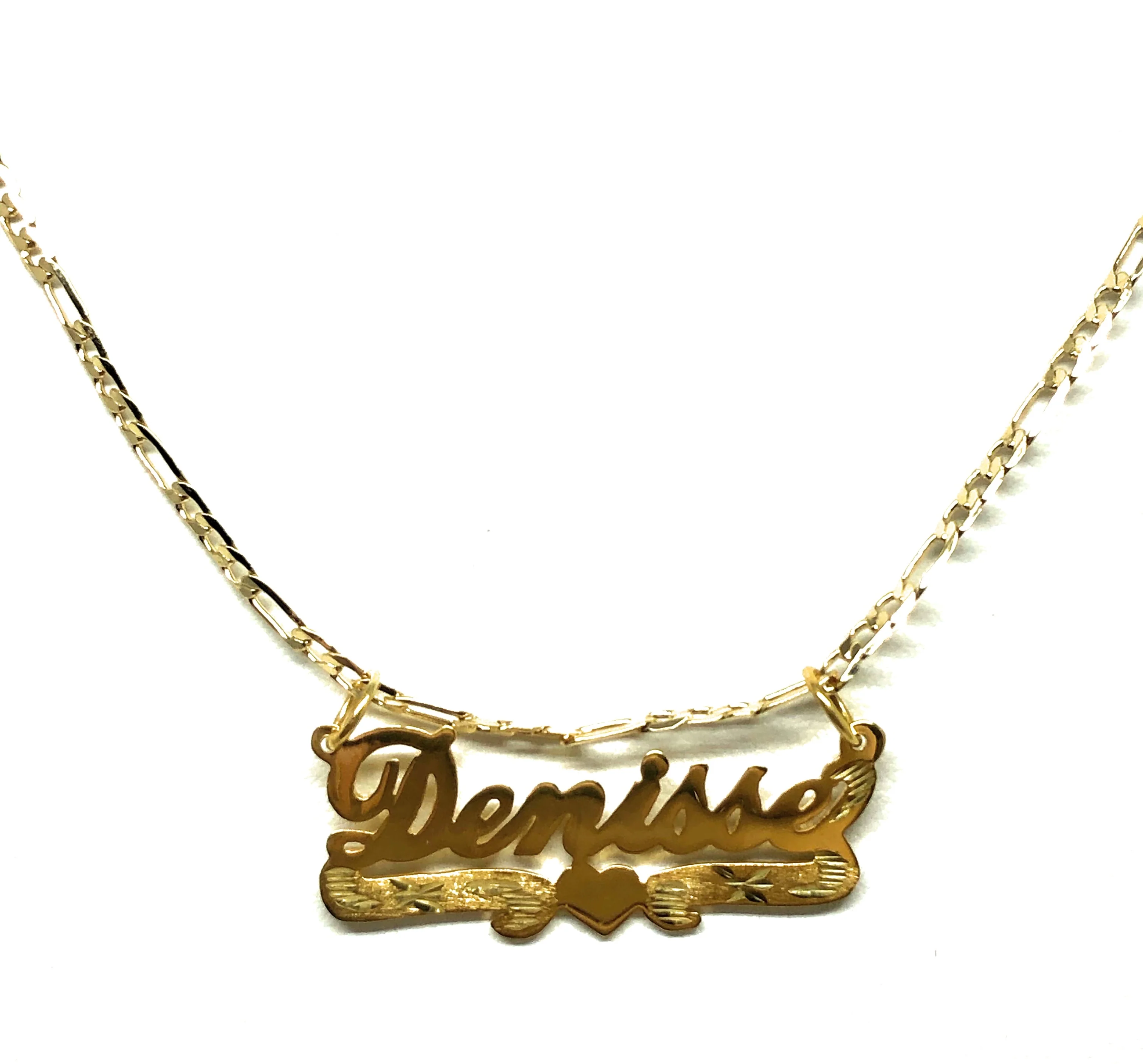 Gold Plated Silver CUSTOMIZED CURSIVE with HEARTS Nameplate Necklace With Chain - Image 4