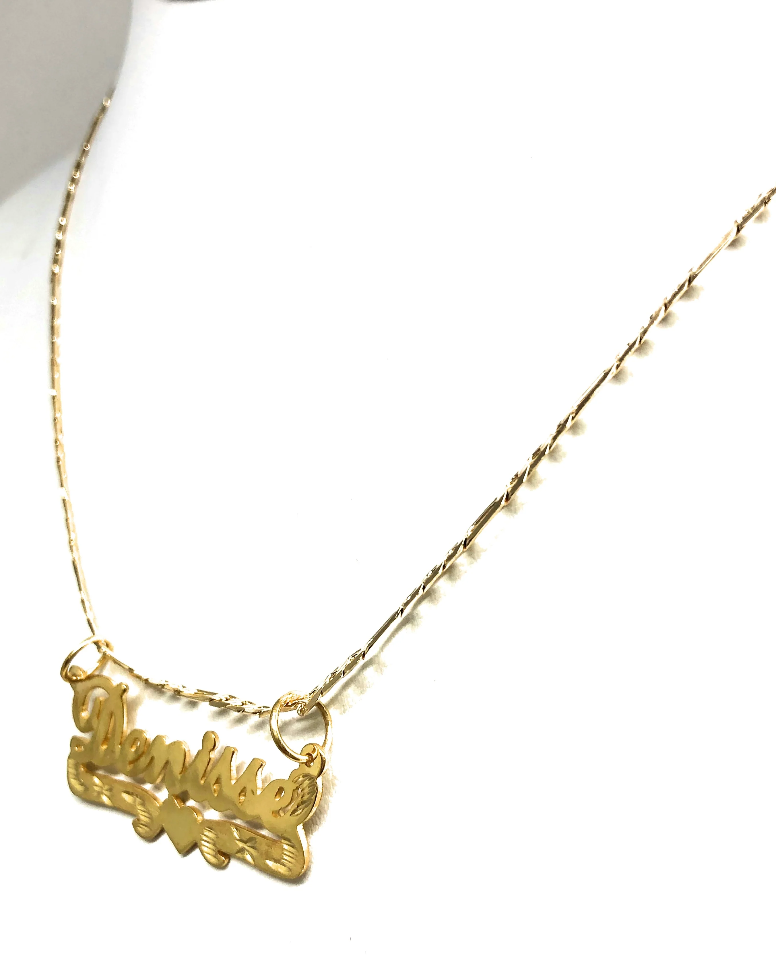 Gold Plated Silver CUSTOMIZED CURSIVE with HEARTS Nameplate Necklace With Chain - Image 5