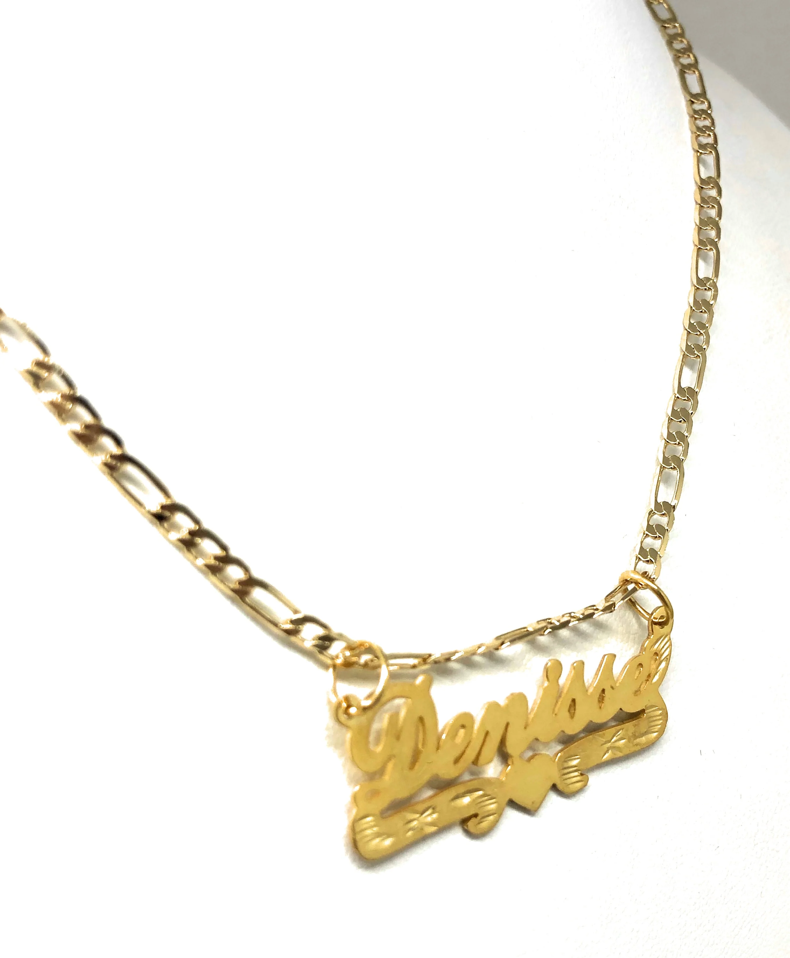 Gold Plated Silver CUSTOMIZED CURSIVE with HEARTS Nameplate Necklace With Chain - Image 6