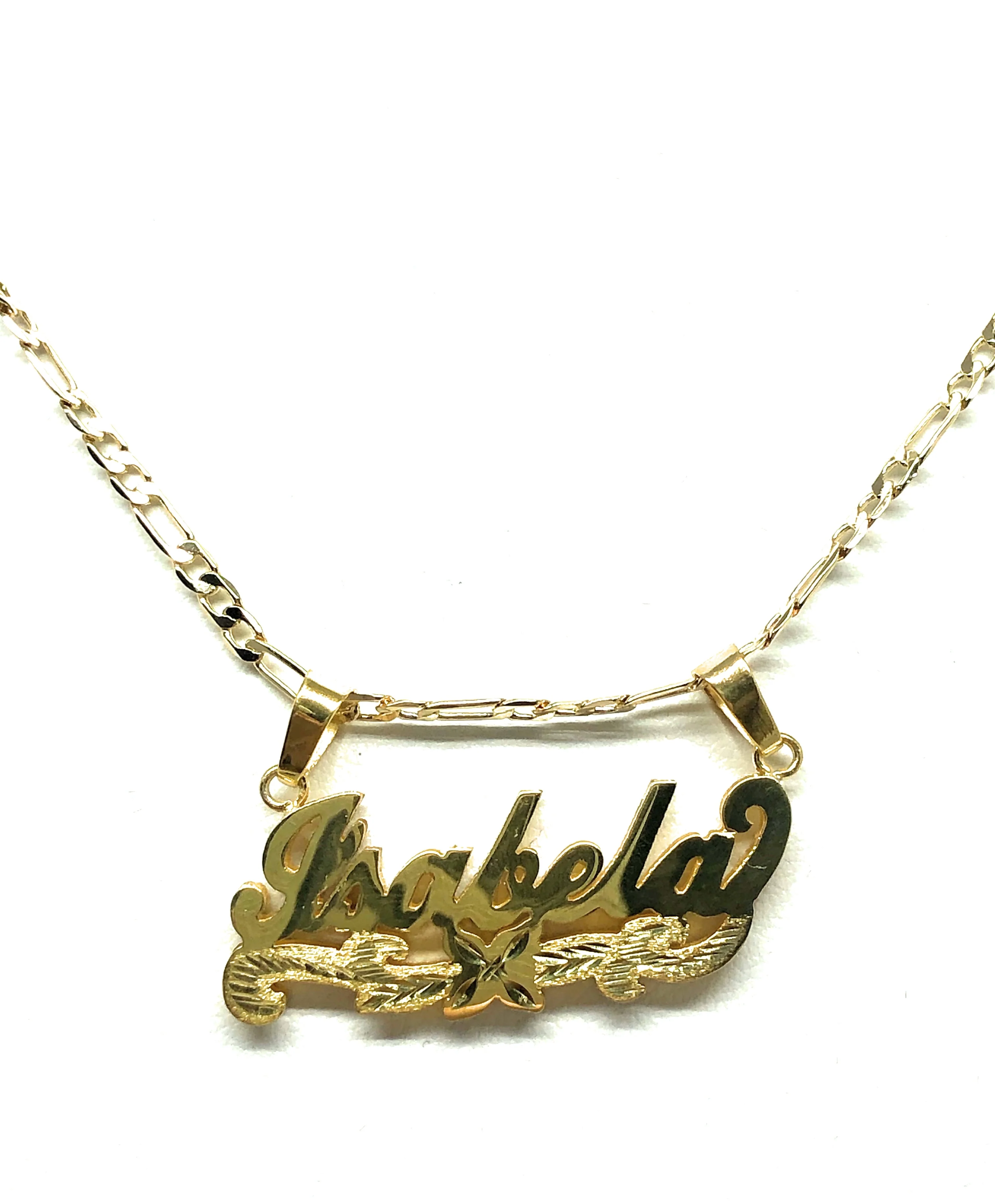 Gold Plated Silver CUSTOMIZED 3D ILLUSION DOUBLE + DIAMOND CUT Nameplate Necklace With Chain - Image 4