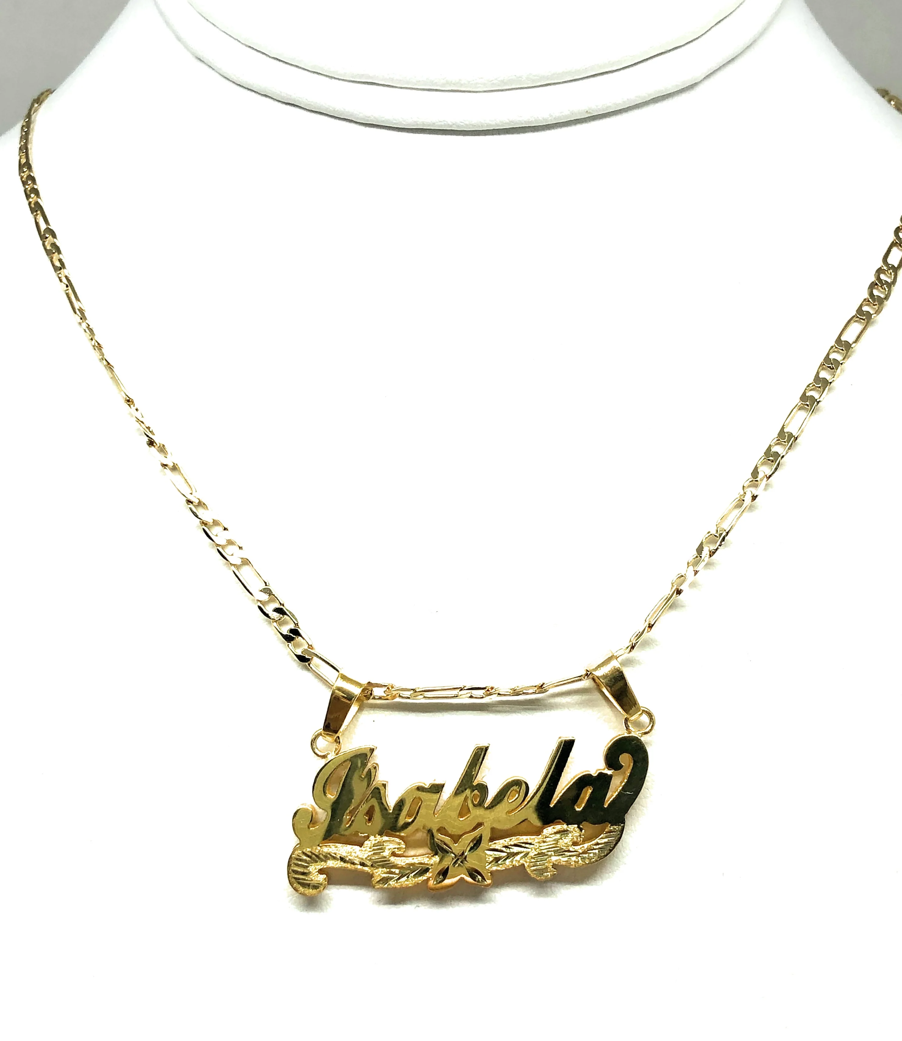 Gold Plated Silver CUSTOMIZED 3D ILLUSION DOUBLE + DIAMOND CUT Nameplate Necklace With Chain - Image 5