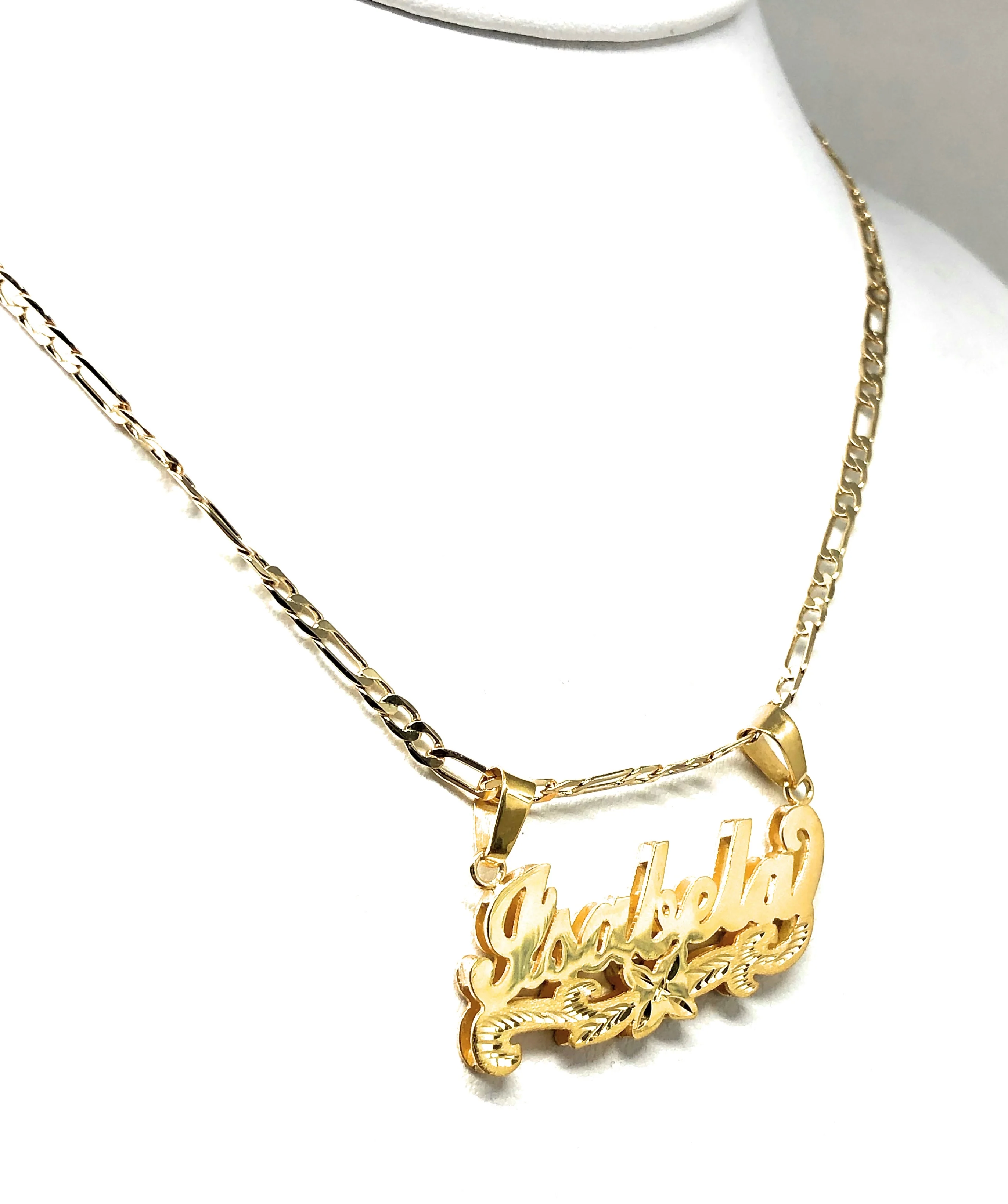 Gold Plated Silver CUSTOMIZED 3D ILLUSION DOUBLE + DIAMOND CUT Nameplate Necklace With Chain - Image 6