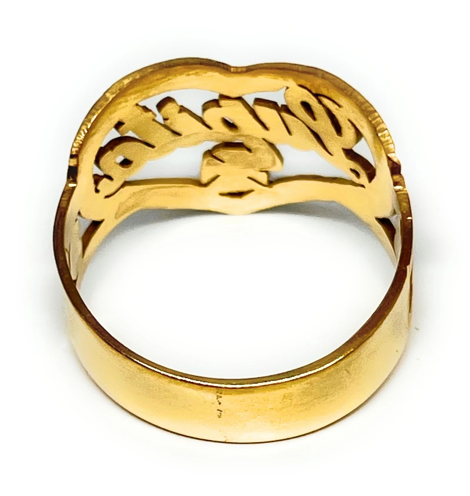 Gold Plated SILVER CUSTOMIZED Heart Name Ring - Image 3