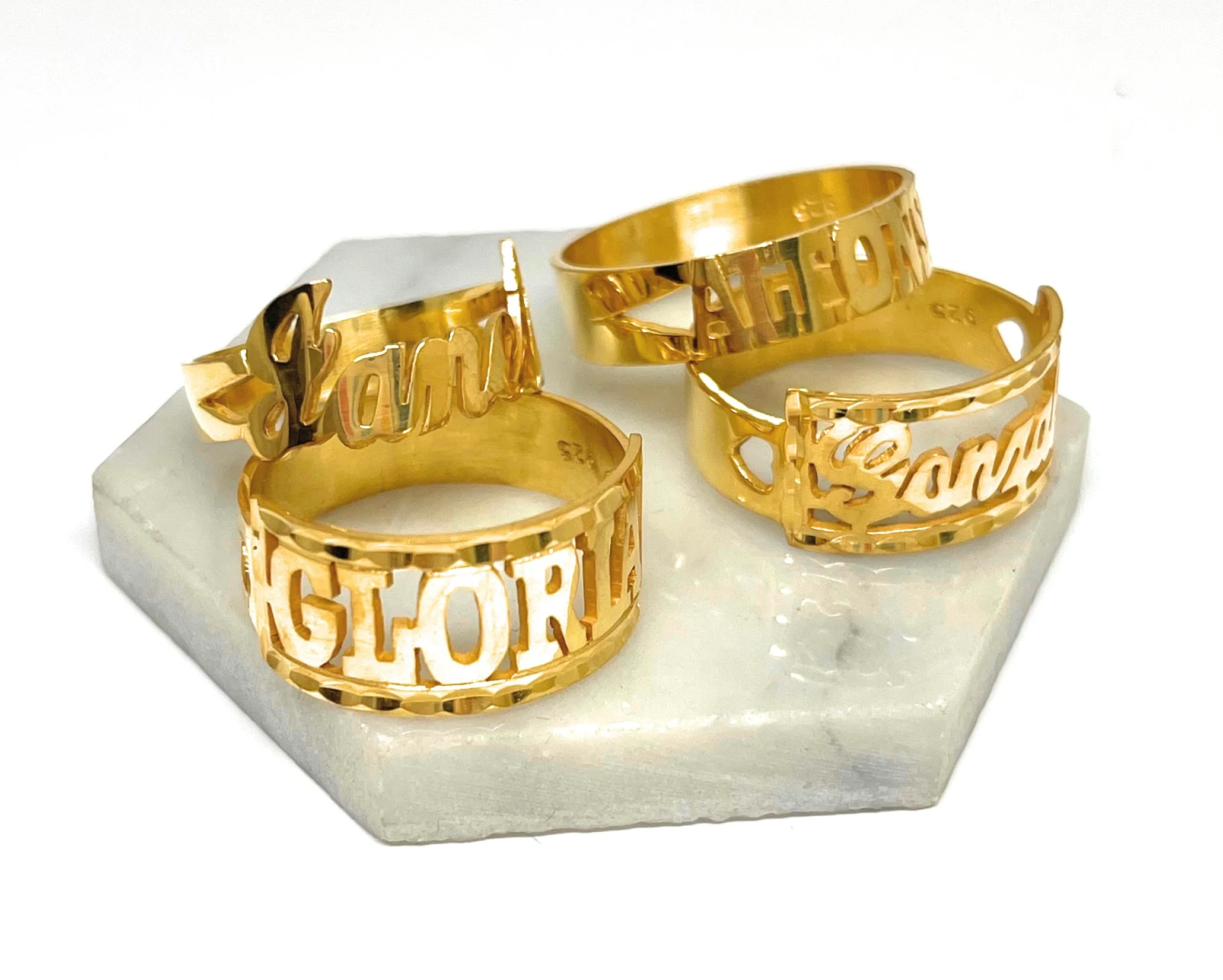 Gold Plated SILVER CUSTOMIZED Name Ring - Image 10