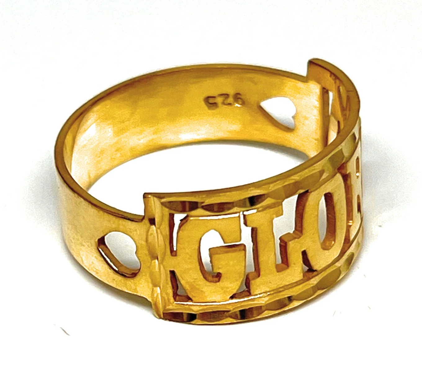 Gold Plated SILVER CUSTOMIZED Name Ring - Image 12