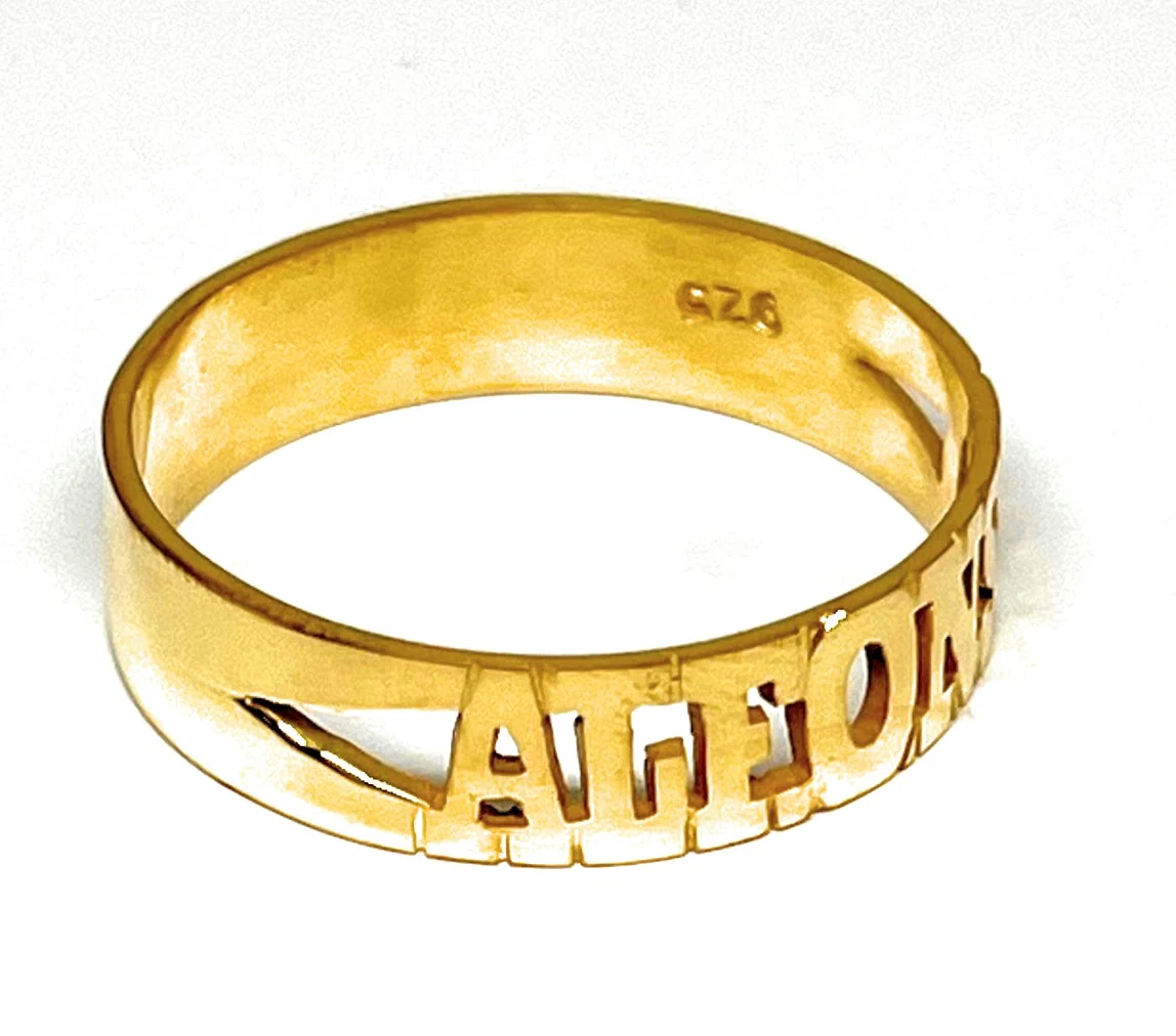 Gold Plated SILVER CUSTOMIZED Name Ring - Image 14