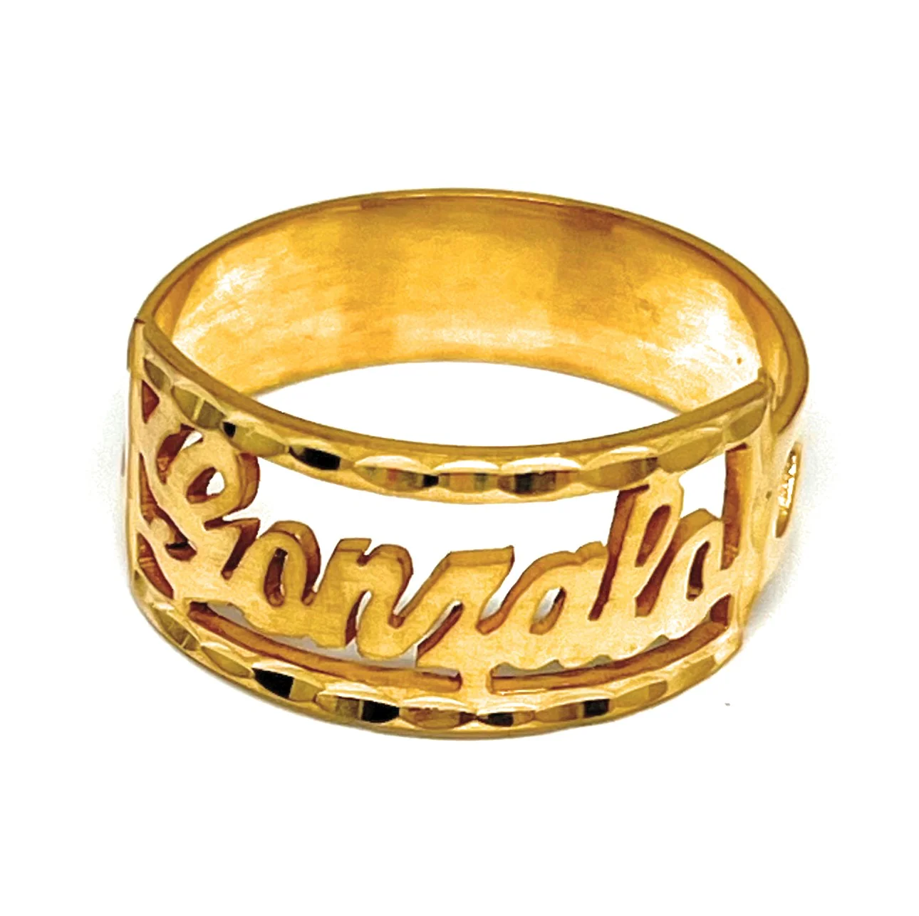 Gold Plated SILVER CUSTOMIZED Name Ring - Image 3