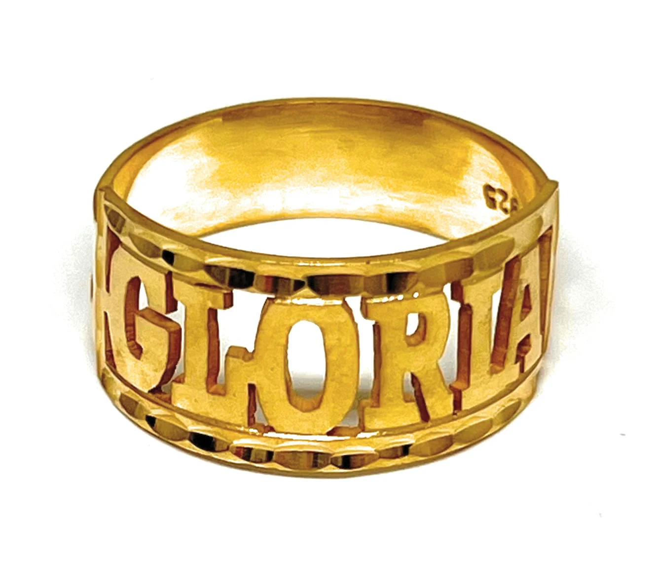 Gold Plated SILVER CUSTOMIZED Name Ring - Image 4