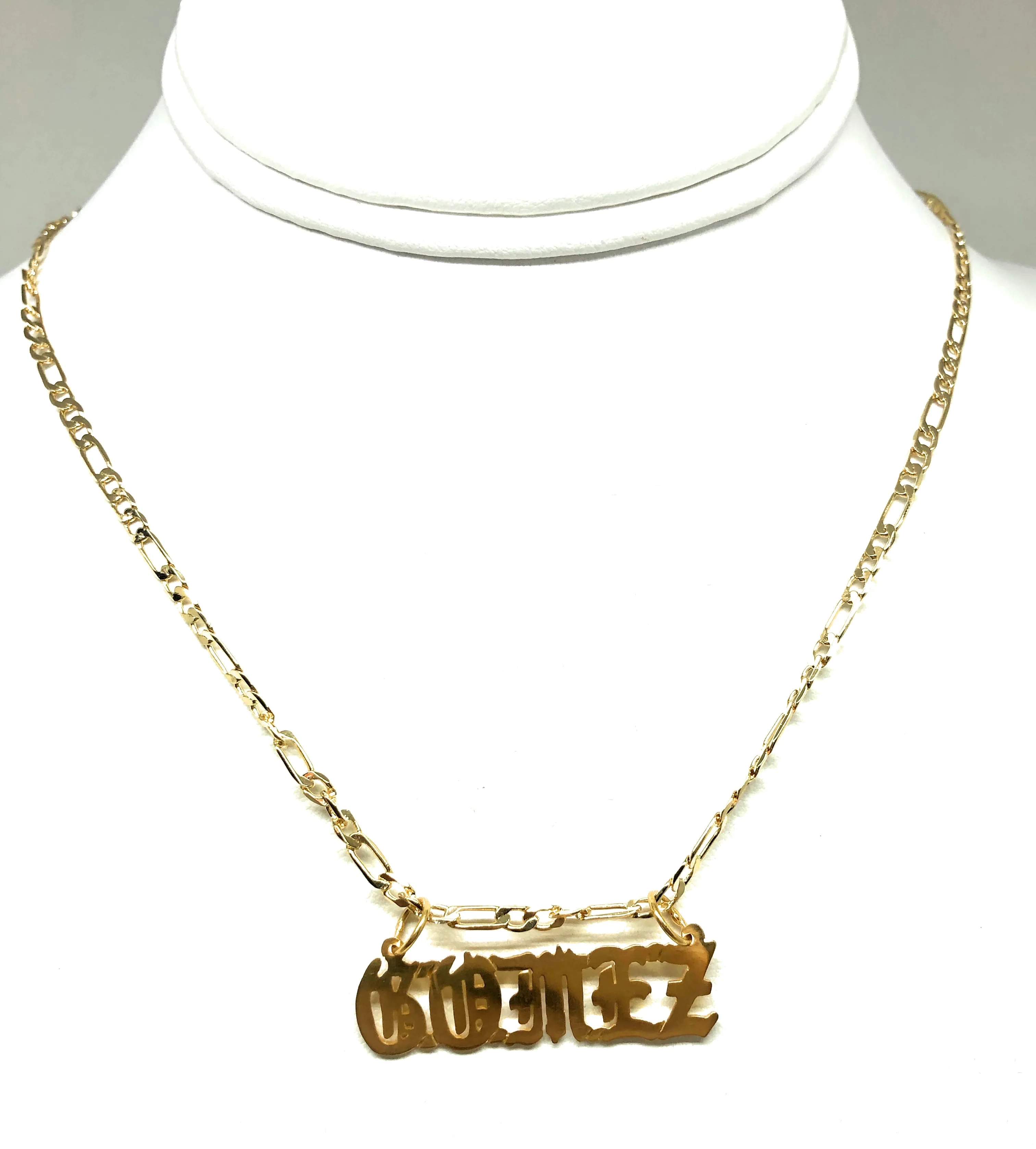Gold Plated Silver CUSTOMIZED OLD ENGLISH Nameplate Necklace With Chain - Image 5