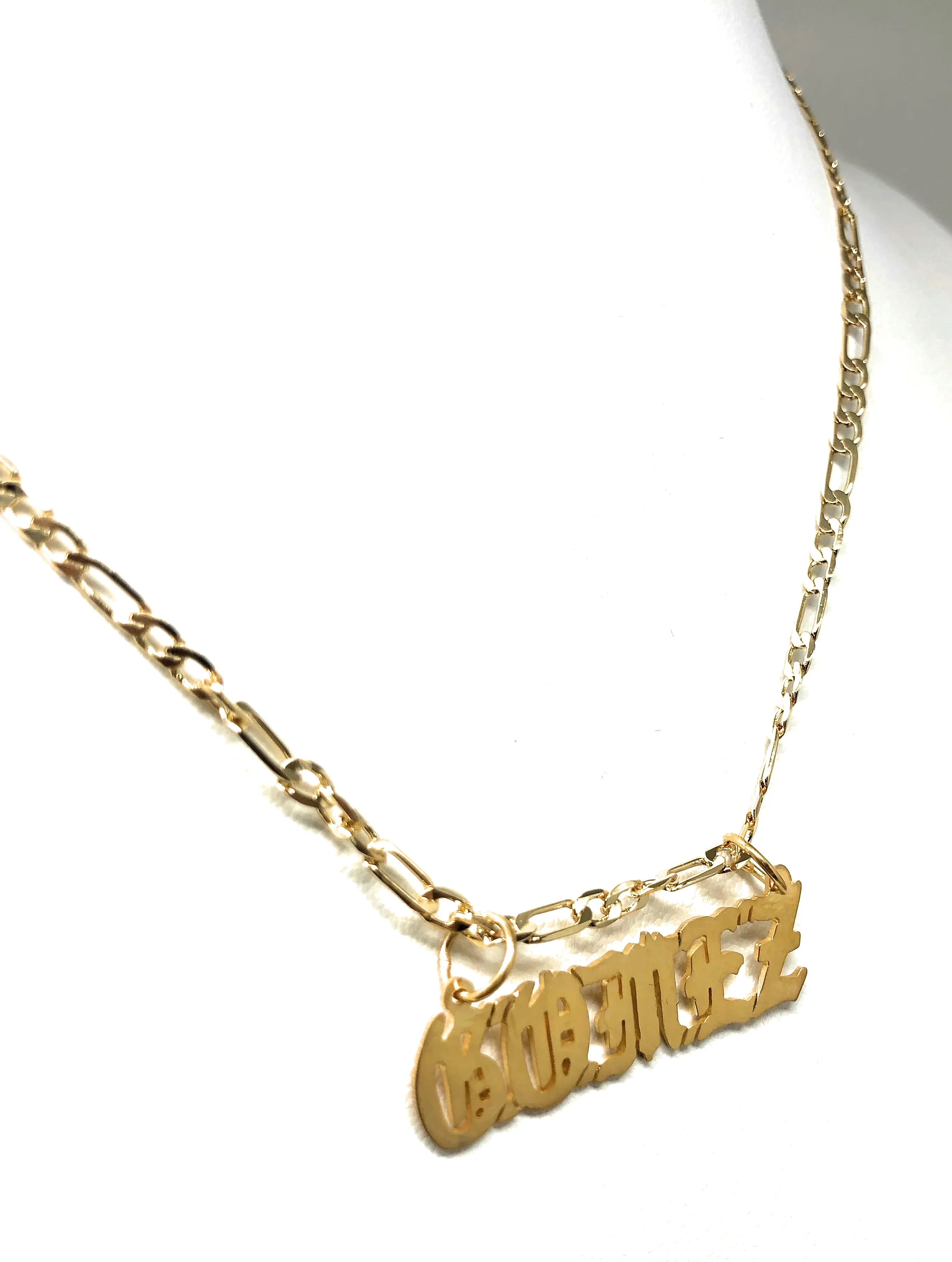 Gold Plated Silver CUSTOMIZED OLD ENGLISH Nameplate Necklace With Chain - Image 6