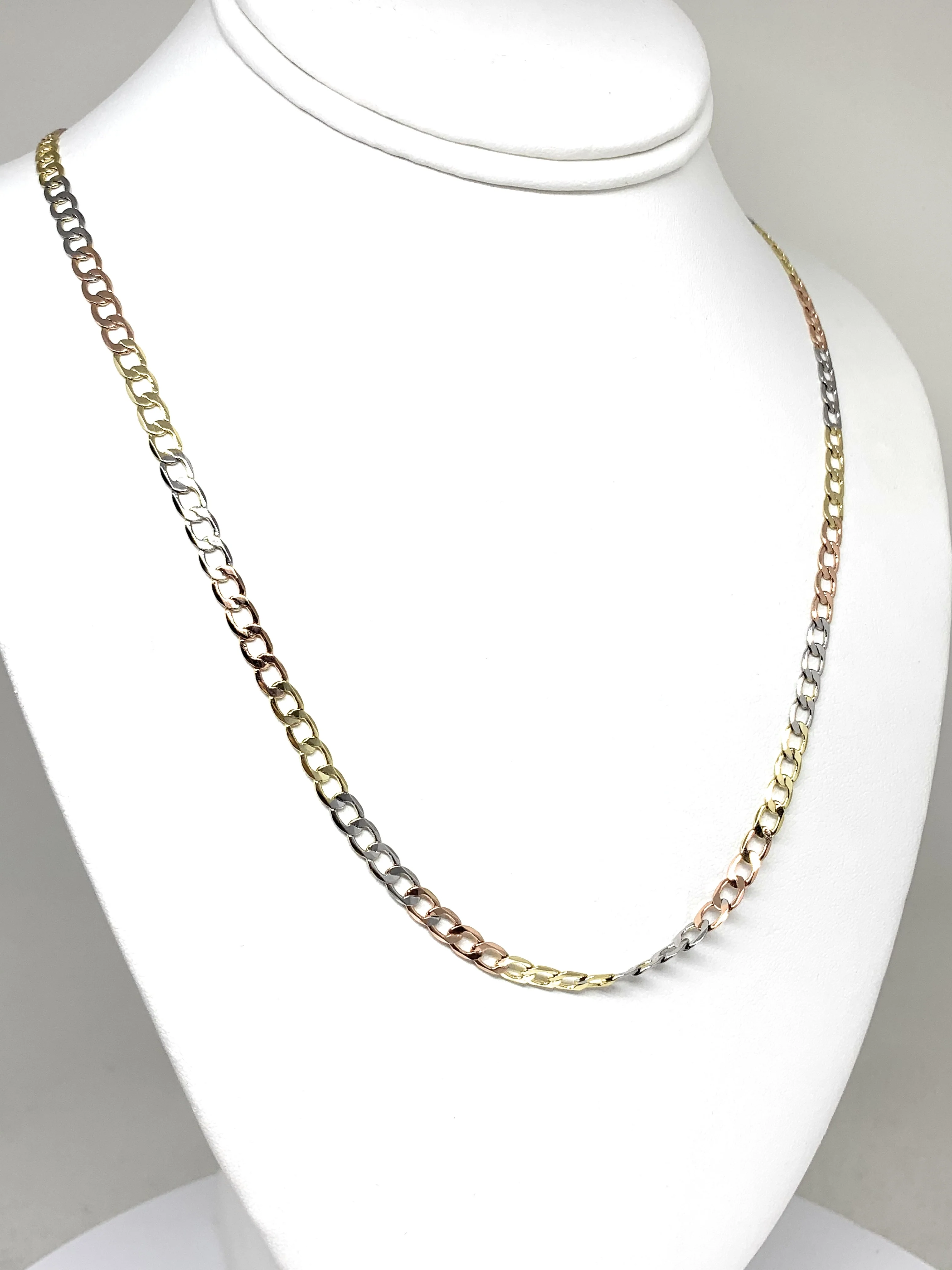 Gold Plated Tri-Color Cuban Link Chain 24 inch 4mm Wdith - Image 3