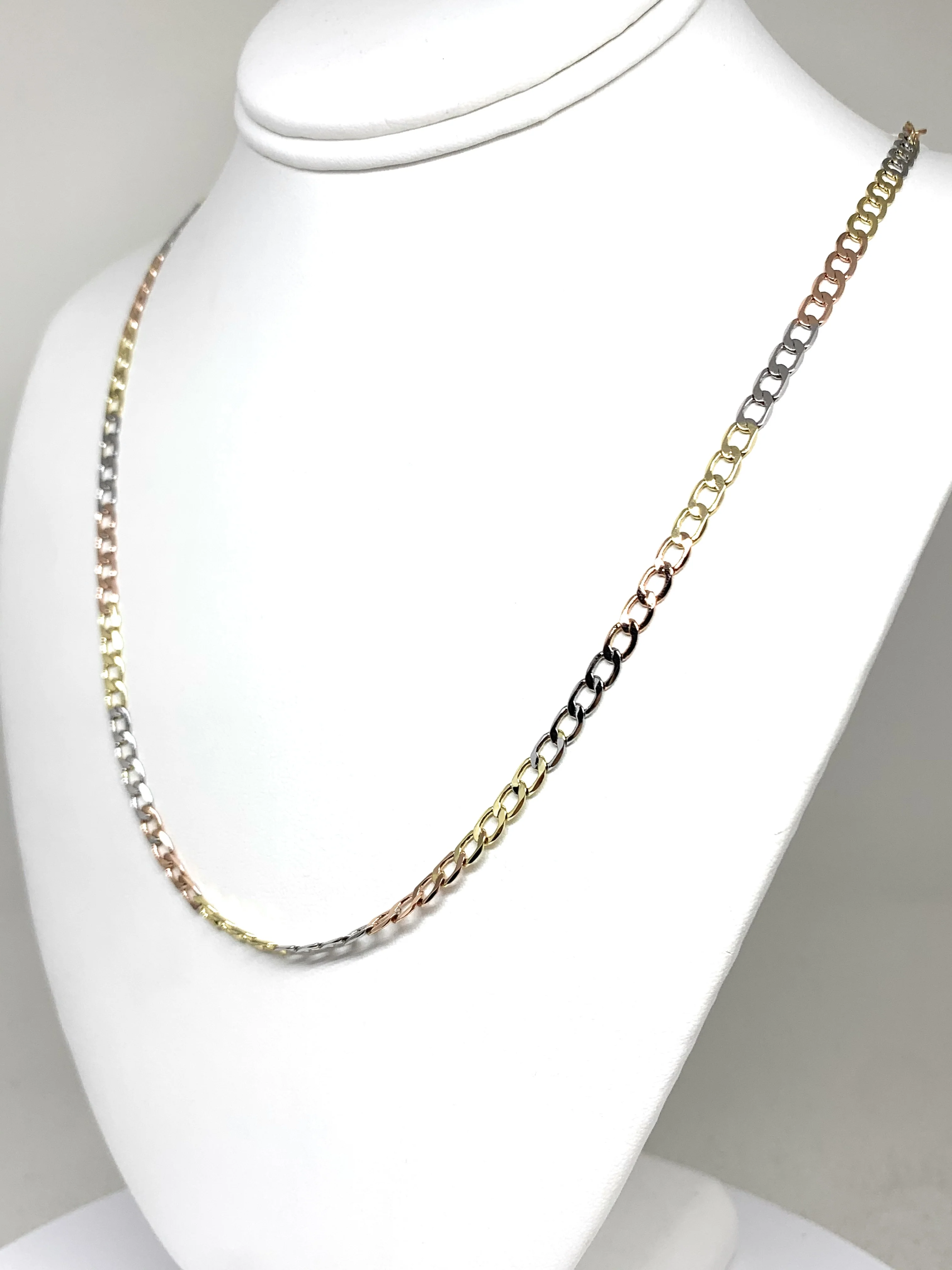 Gold Plated Tri-Color Cuban Link Chain 24 inch 4mm Wdith - Image 4