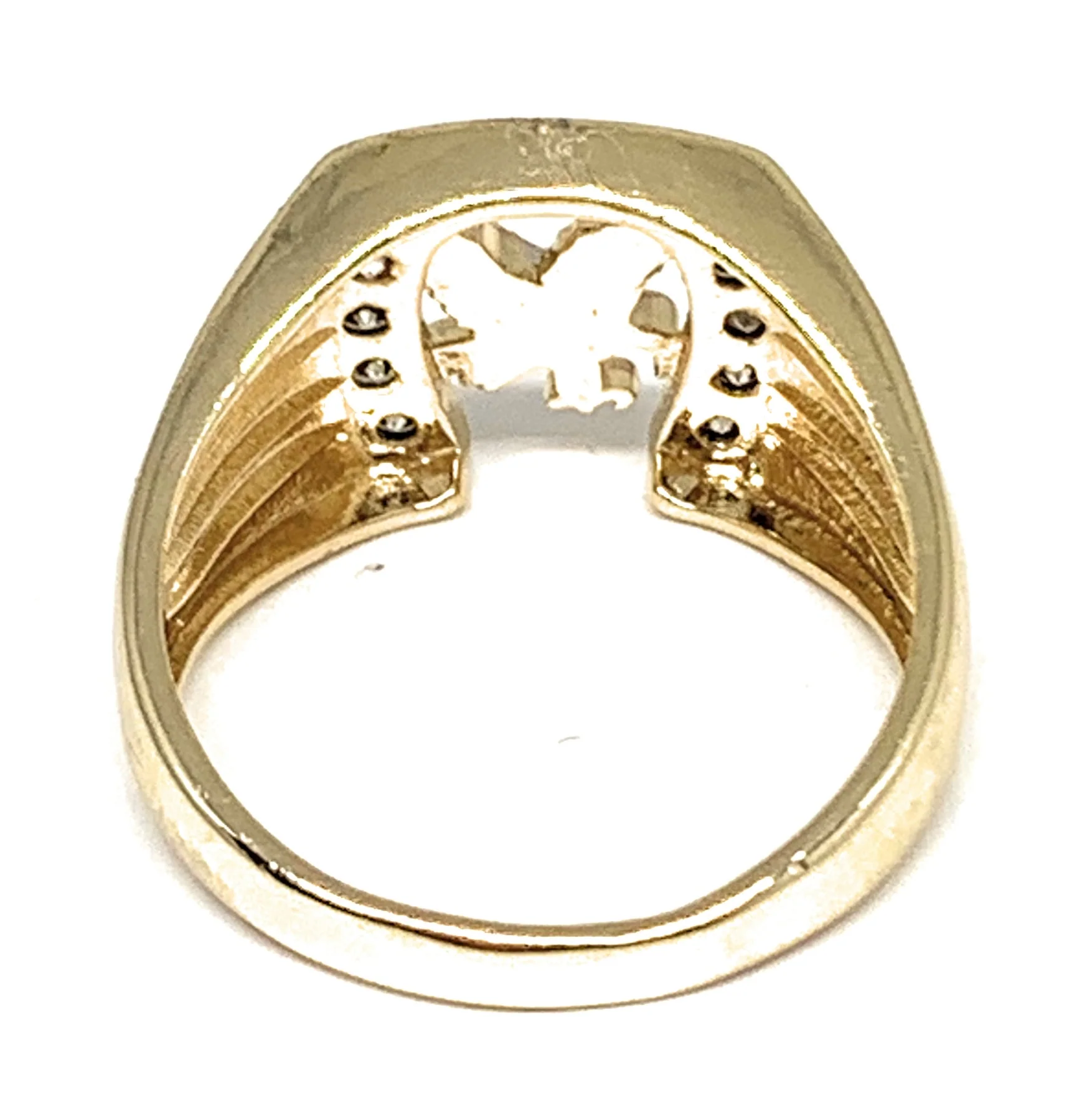 Gold Plated Tri-Color Eagle Horseshoe CZ Ring Anillo - Image 2