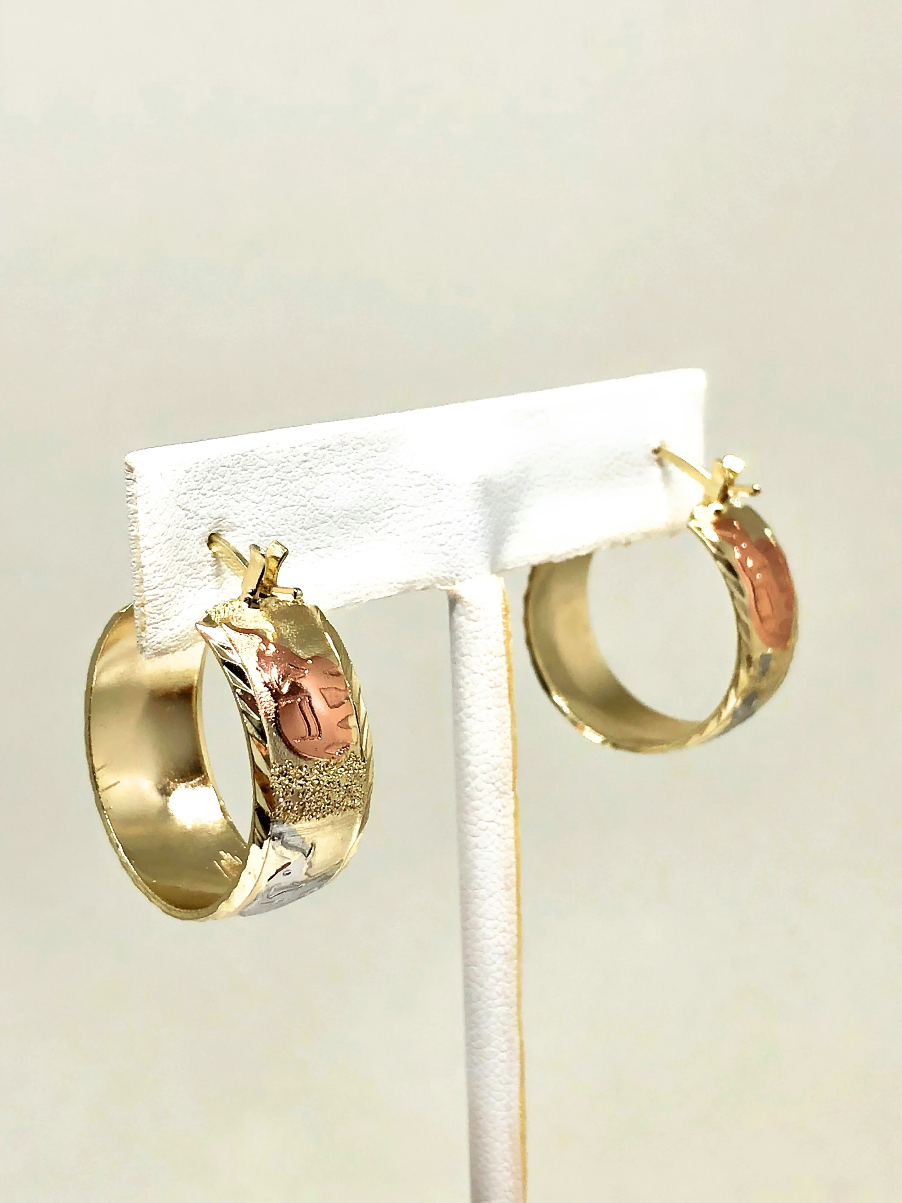 Gold Plated Tri-Color Elephant Hoop Earrings Aretes Arracada Tres Colores - Image 3