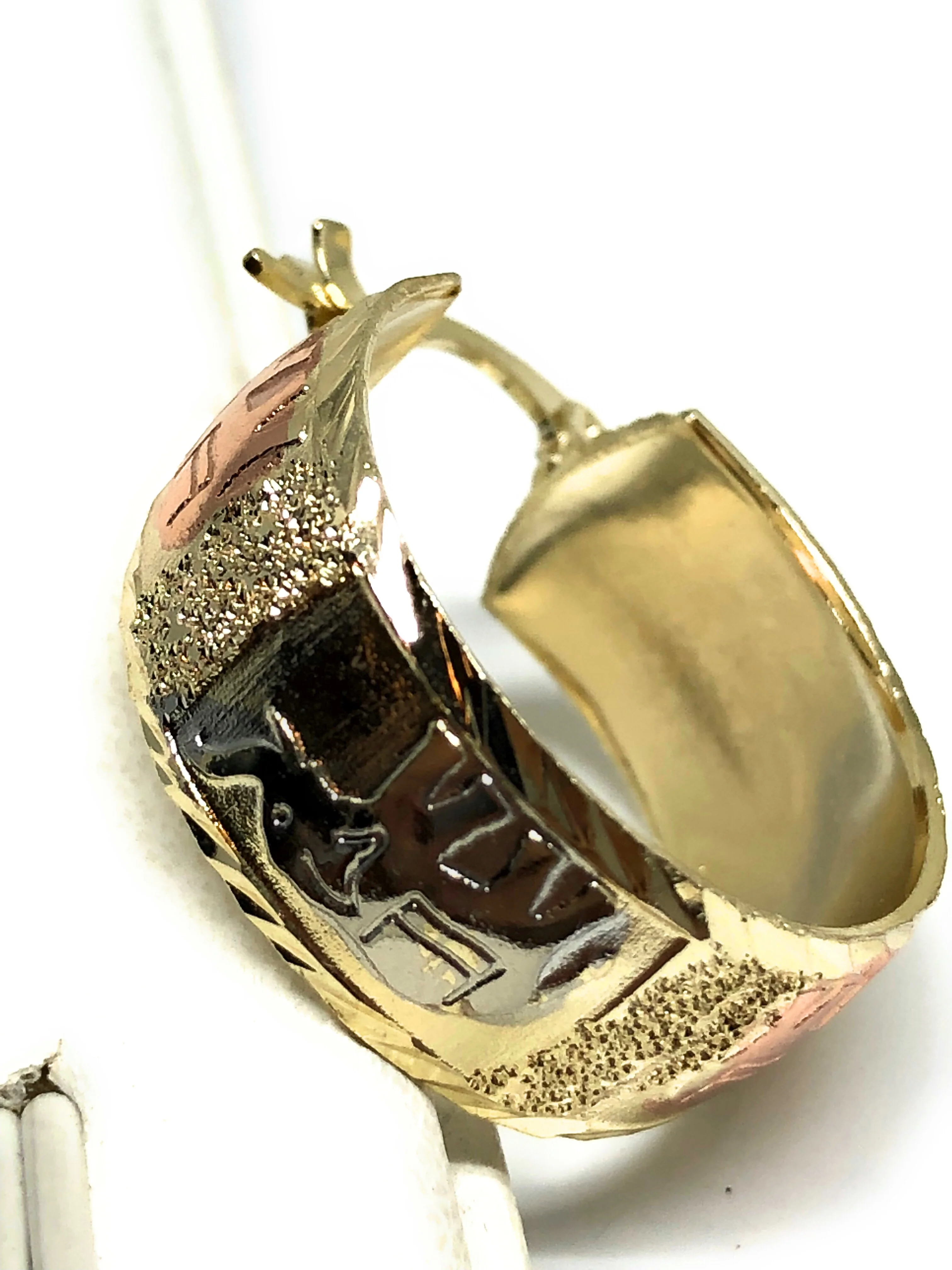 Gold Plated Tri-Color Elephant Hoop Earrings Aretes Arracada Tres Colores - Image 4