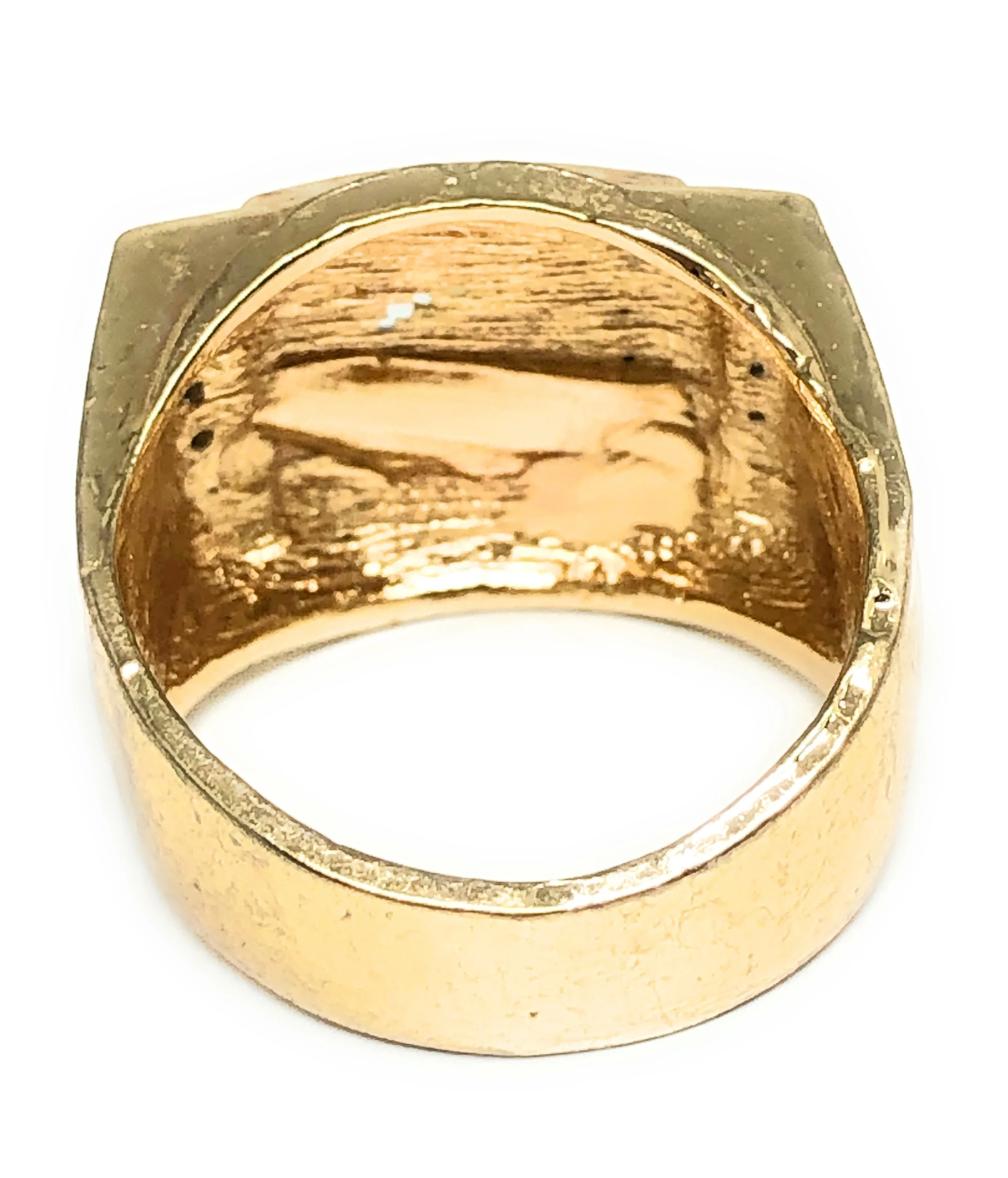 Gold Plated Tri-Color Horse & Horseshoe CZ Ring Anillo - Image 3