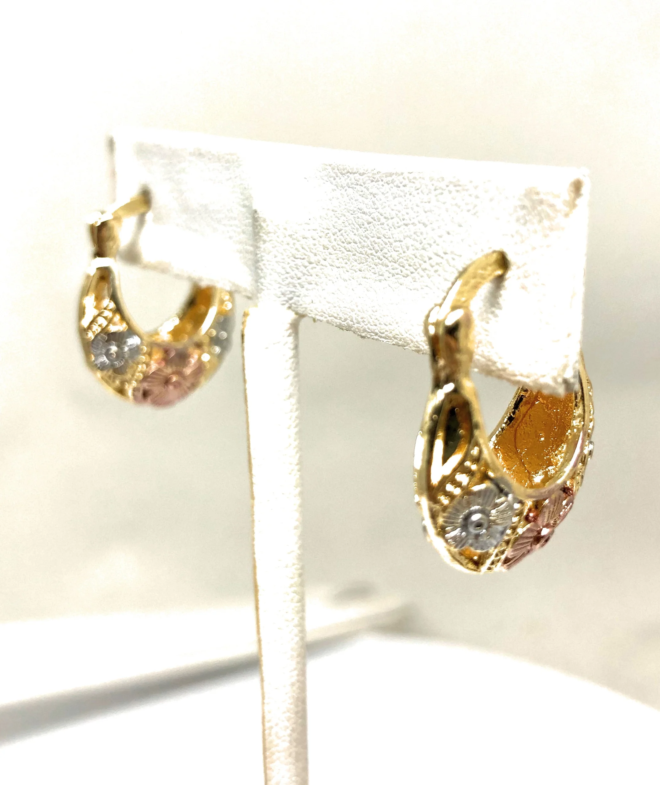 Gold Plated Tri-Color Kids Basket Earrings Aretes Canasta Tres Colores Para Ninos - Image 4